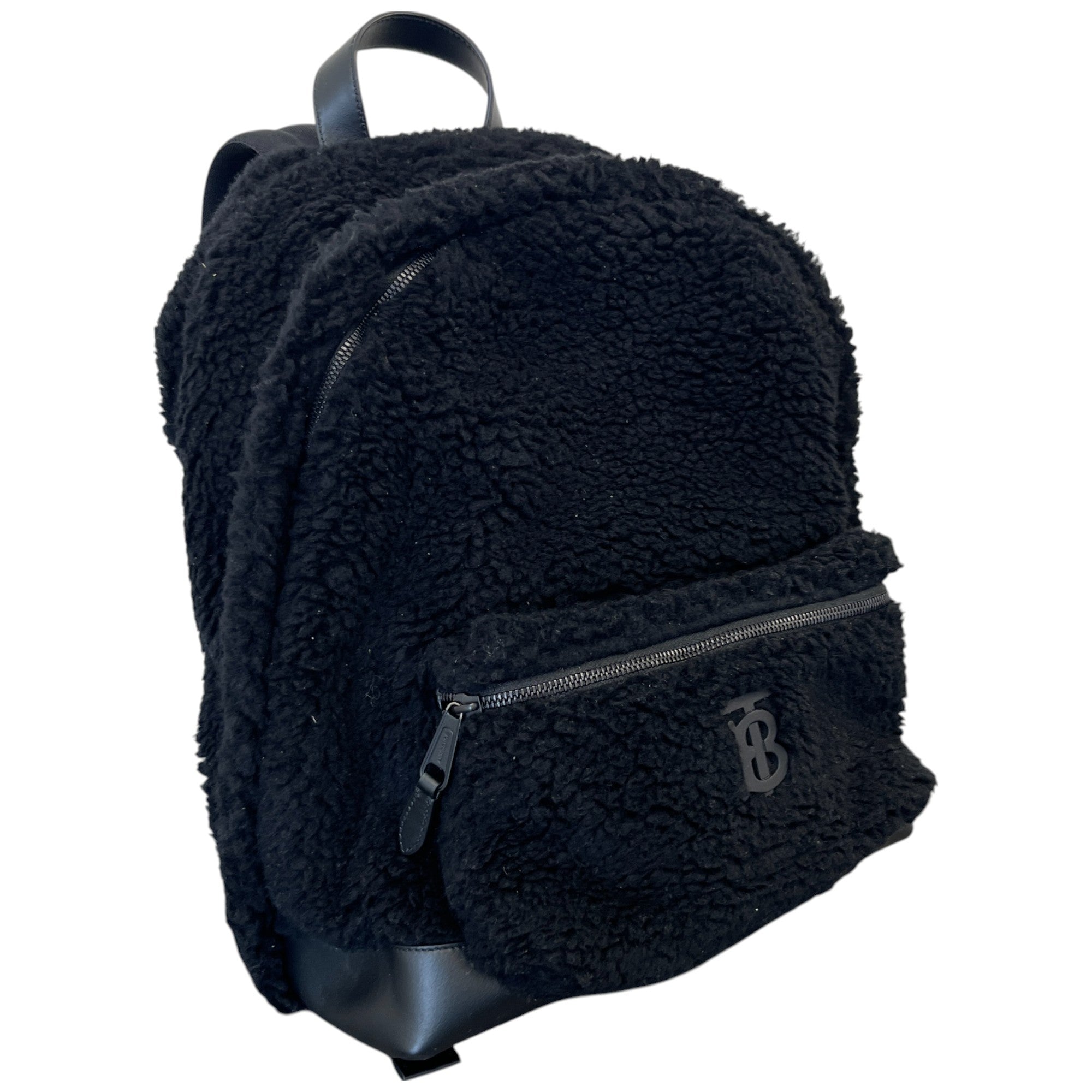 Women's Fleece Logo Print Backpack Black