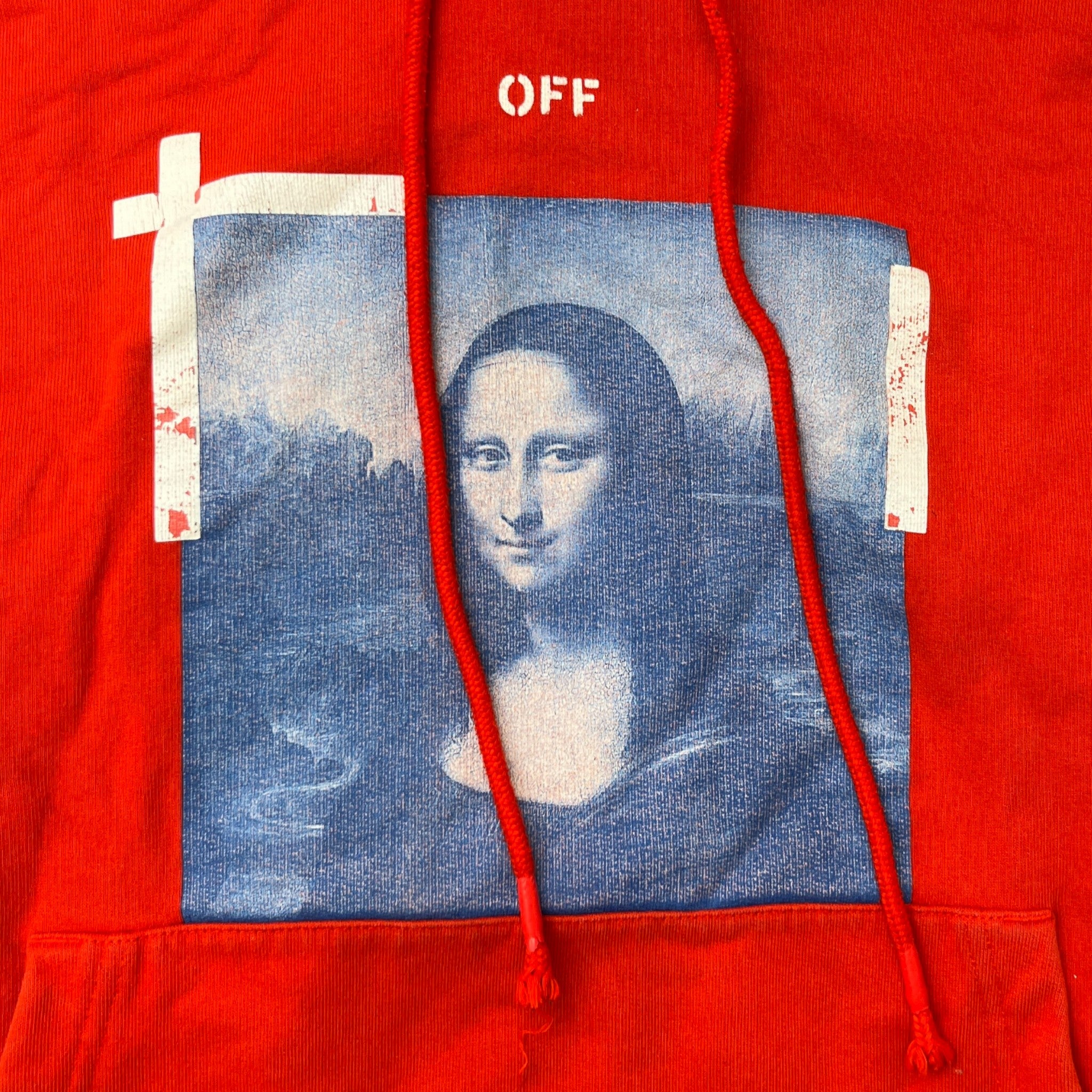 Men's Mona Lisa Print Hoodie Red Size L