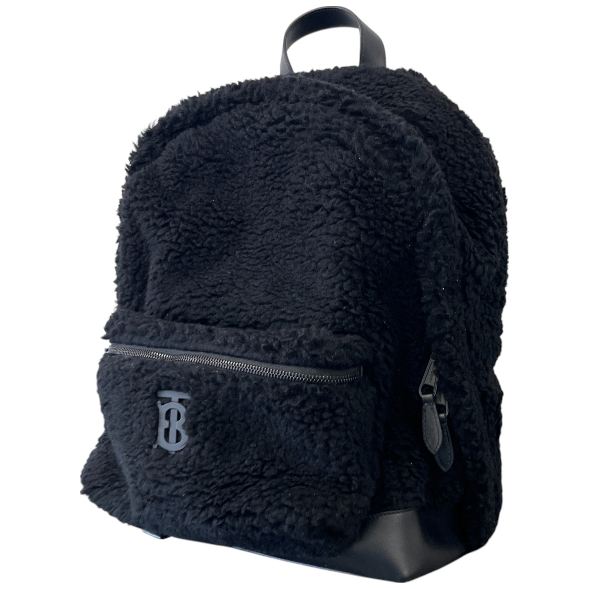 Women's Fleece Logo Print Backpack Black