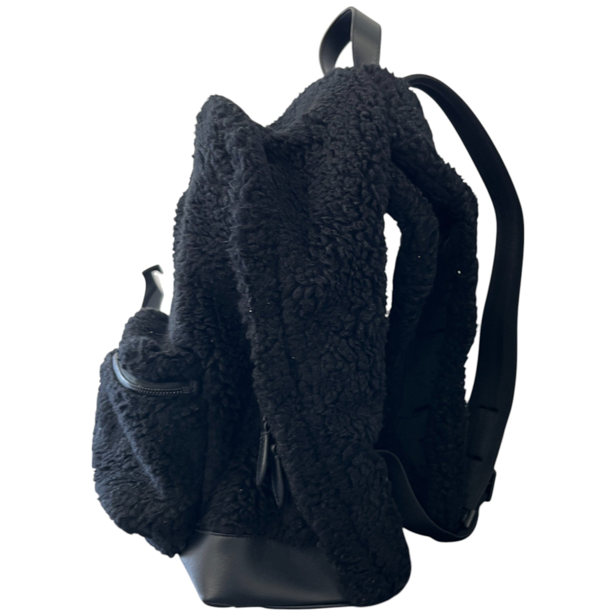 Women's Fleece Logo Print Backpack Black