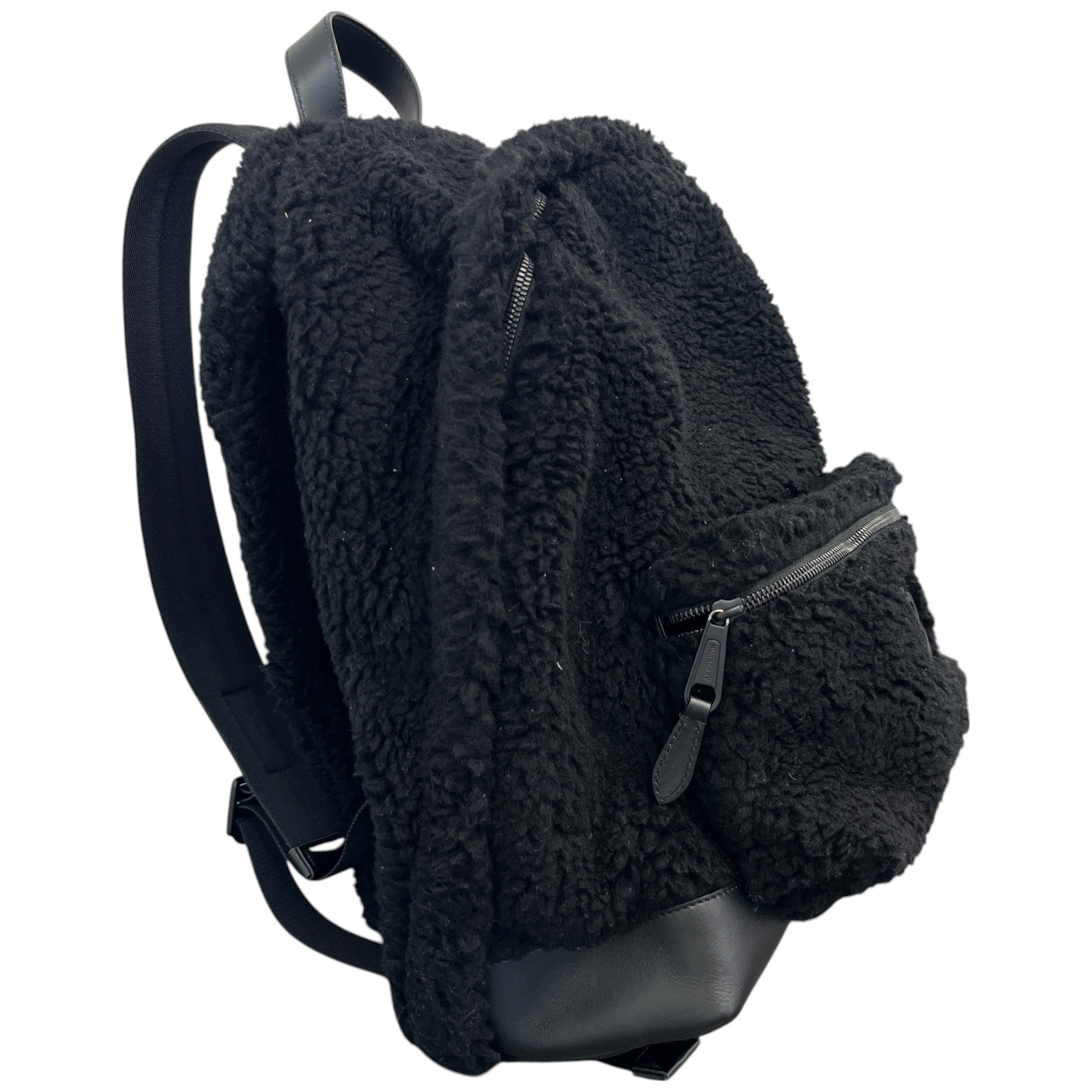 Women's Fleece Logo Print Backpack Black