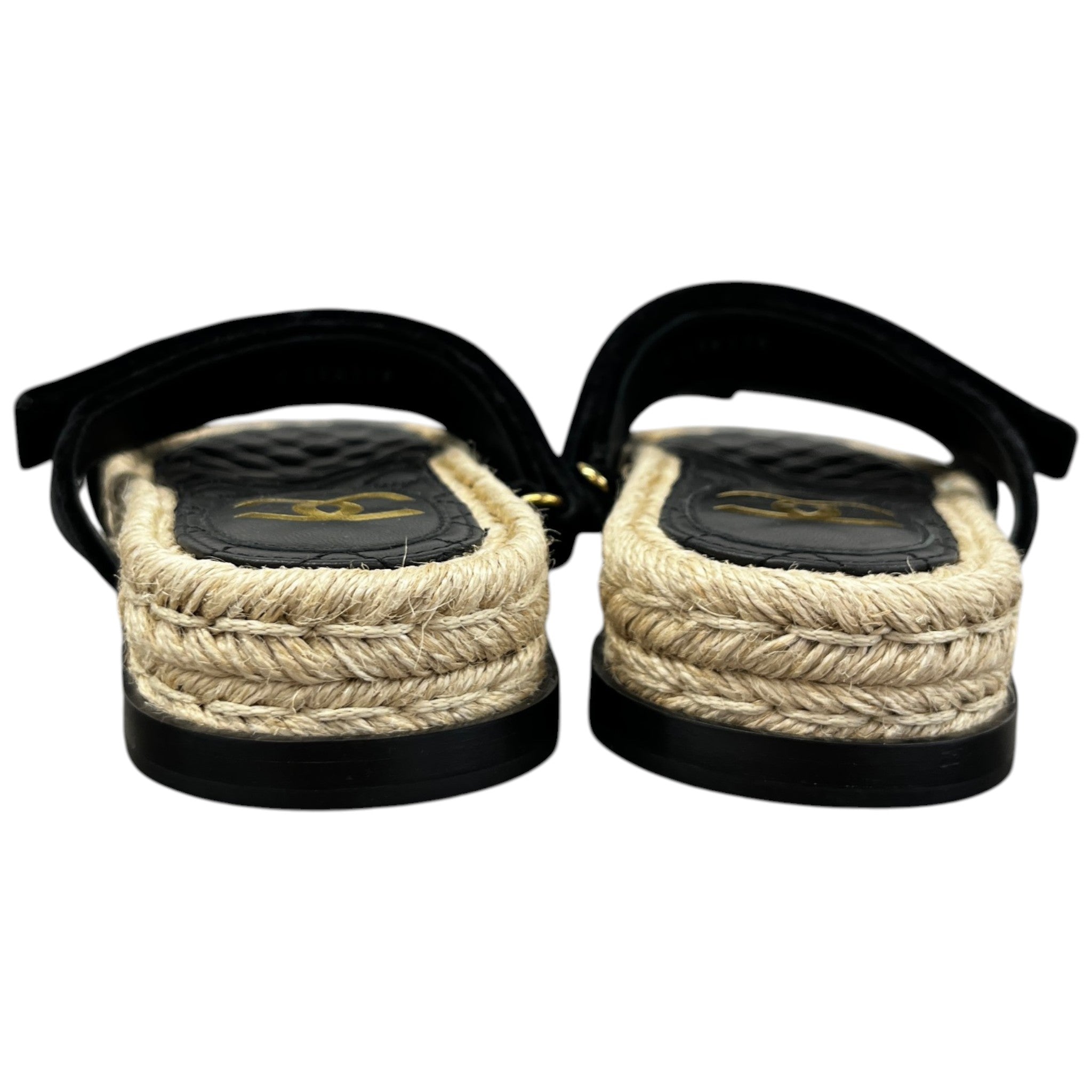Women's Cc Logo Velvet Sandals Black Size EU 35 / UK 2