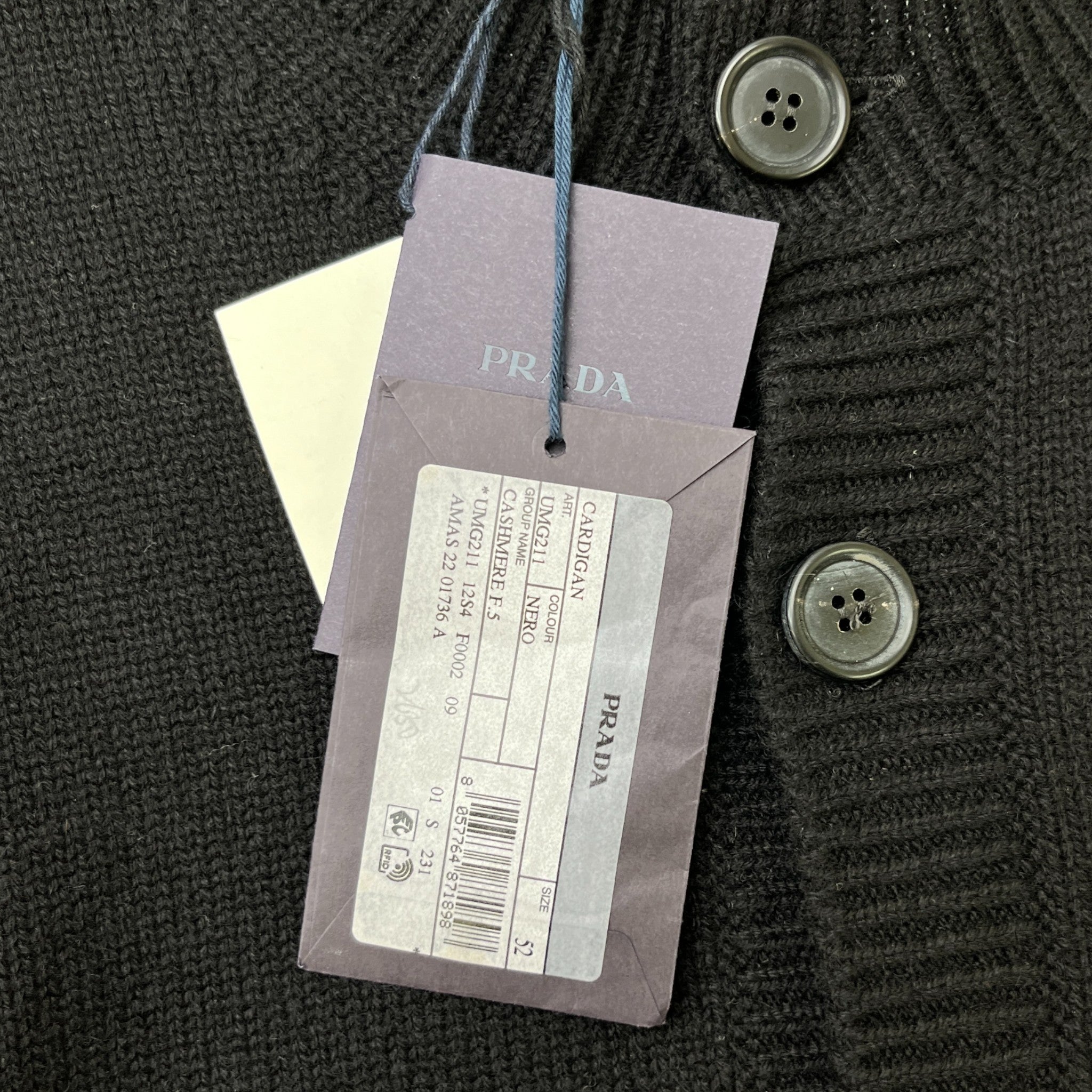 Men's Cashmere Knit Cardigan Black Size IT 52 / UK XL