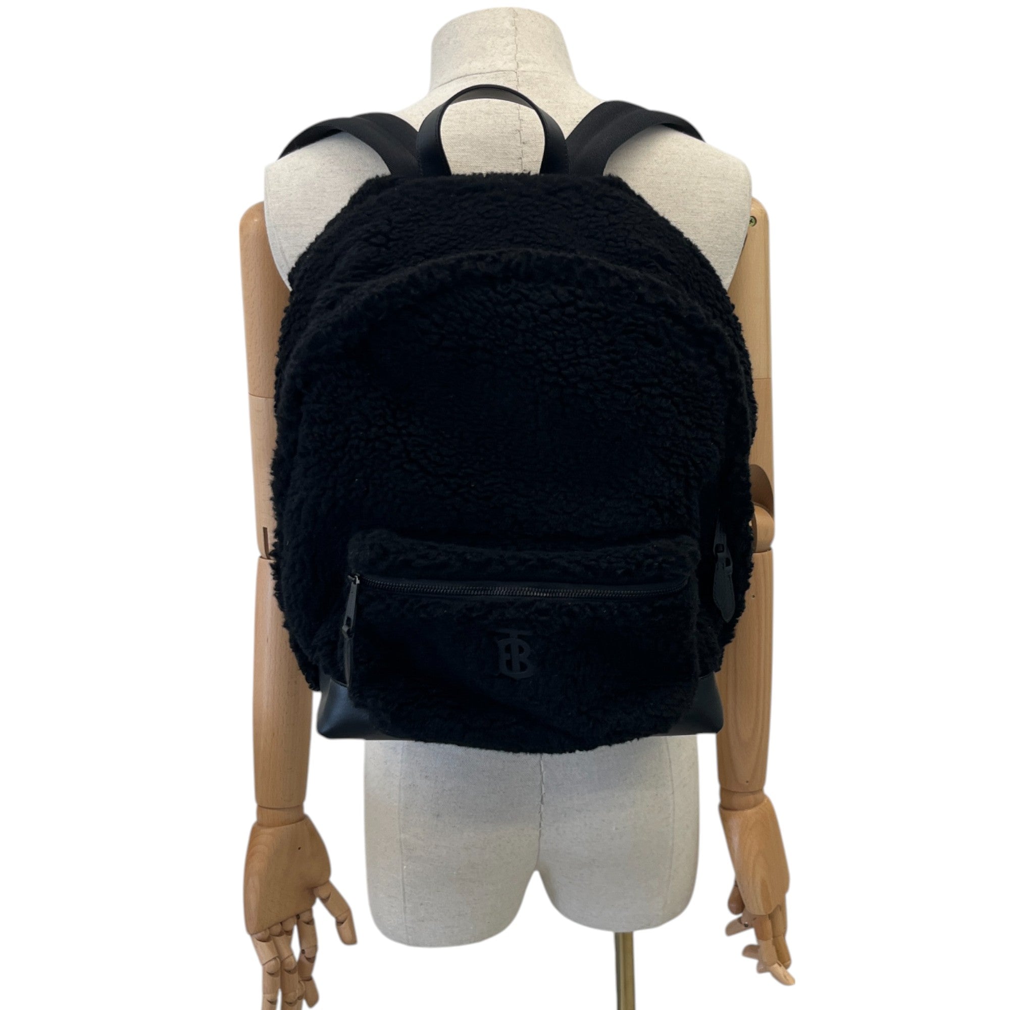 Women's Fleece Logo Print Backpack Black