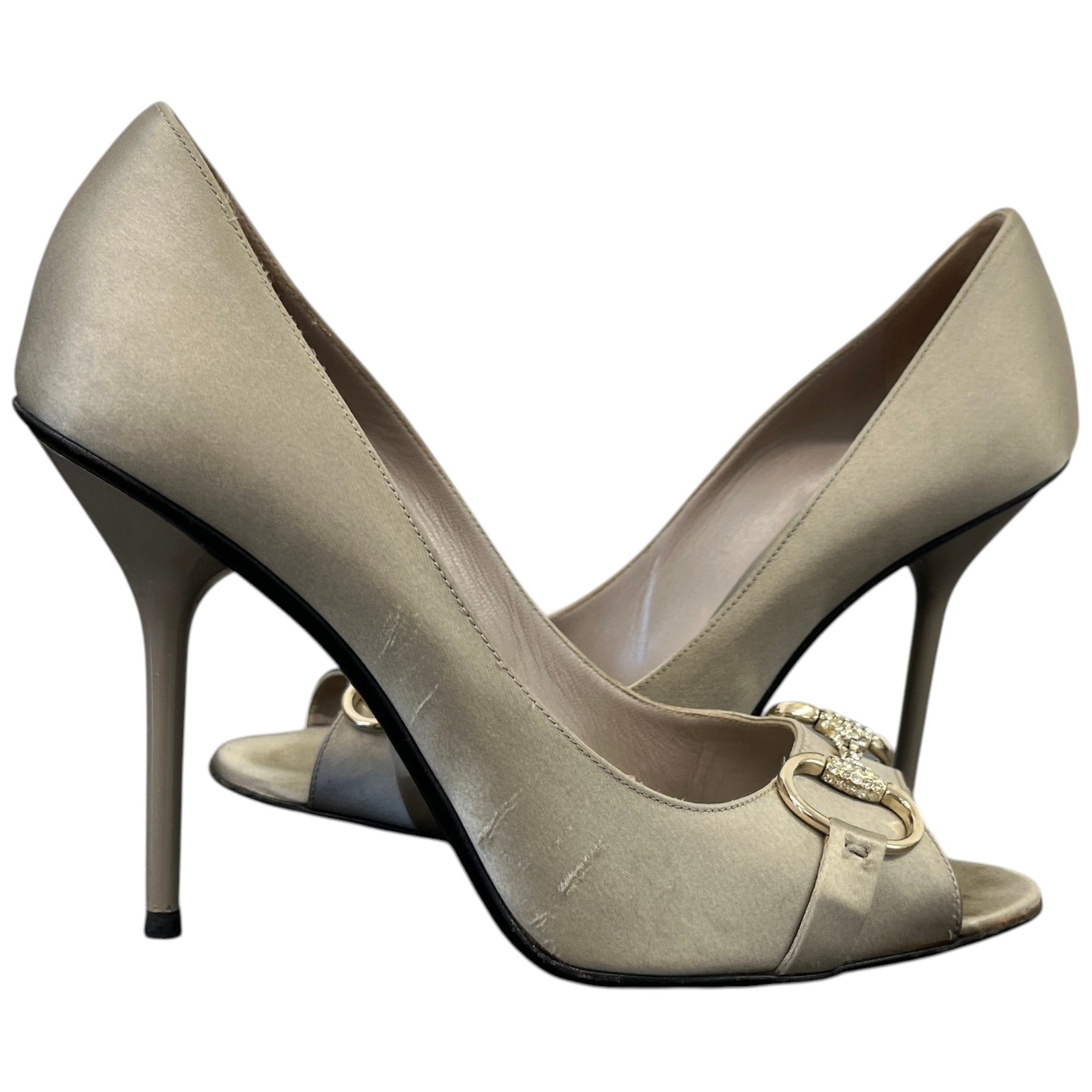Women's Embroidered Hoursebit Heels Silver Size EU 39.5 / UK 6.5