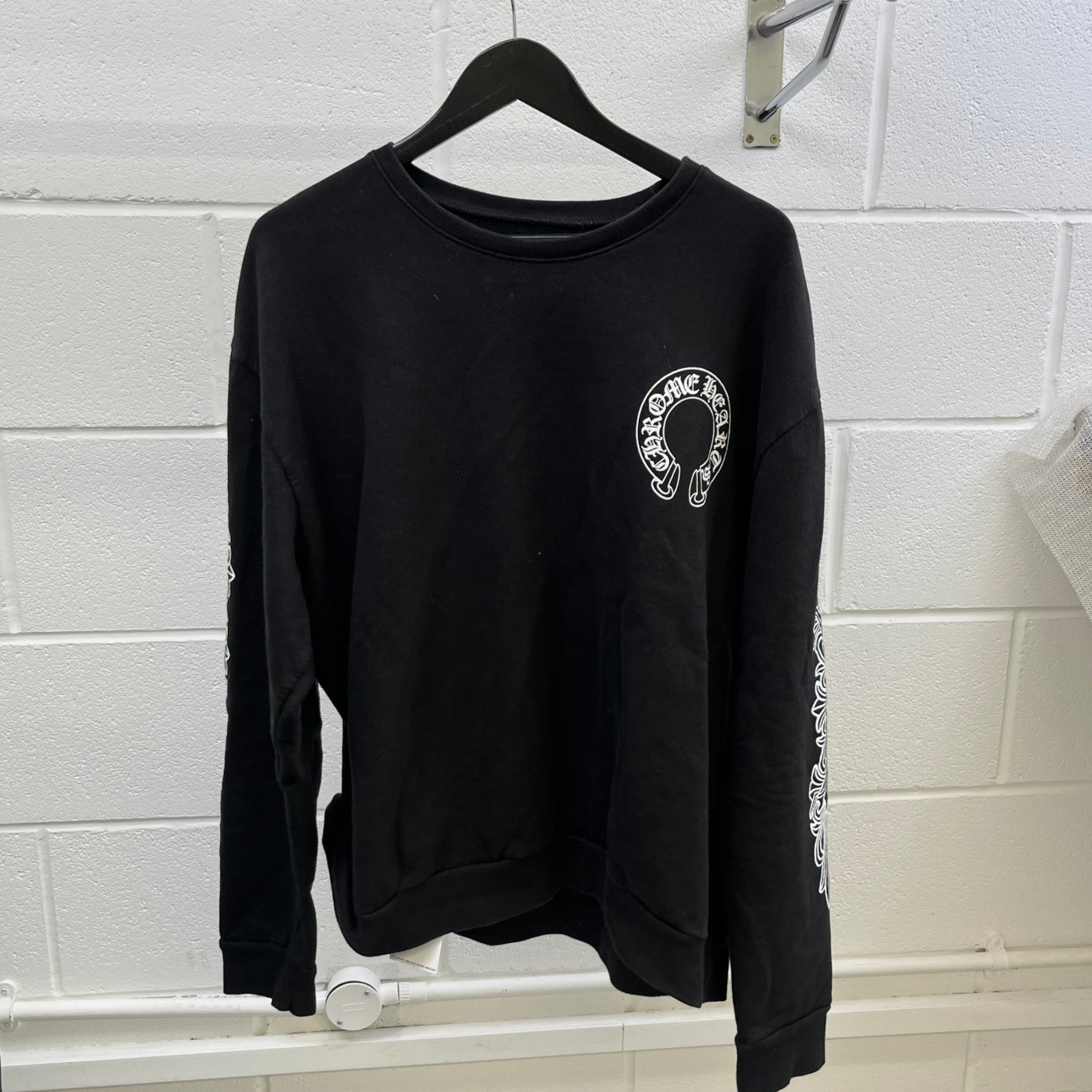 Men's Horseshoe Logo Print Sweatshirt Black Size L