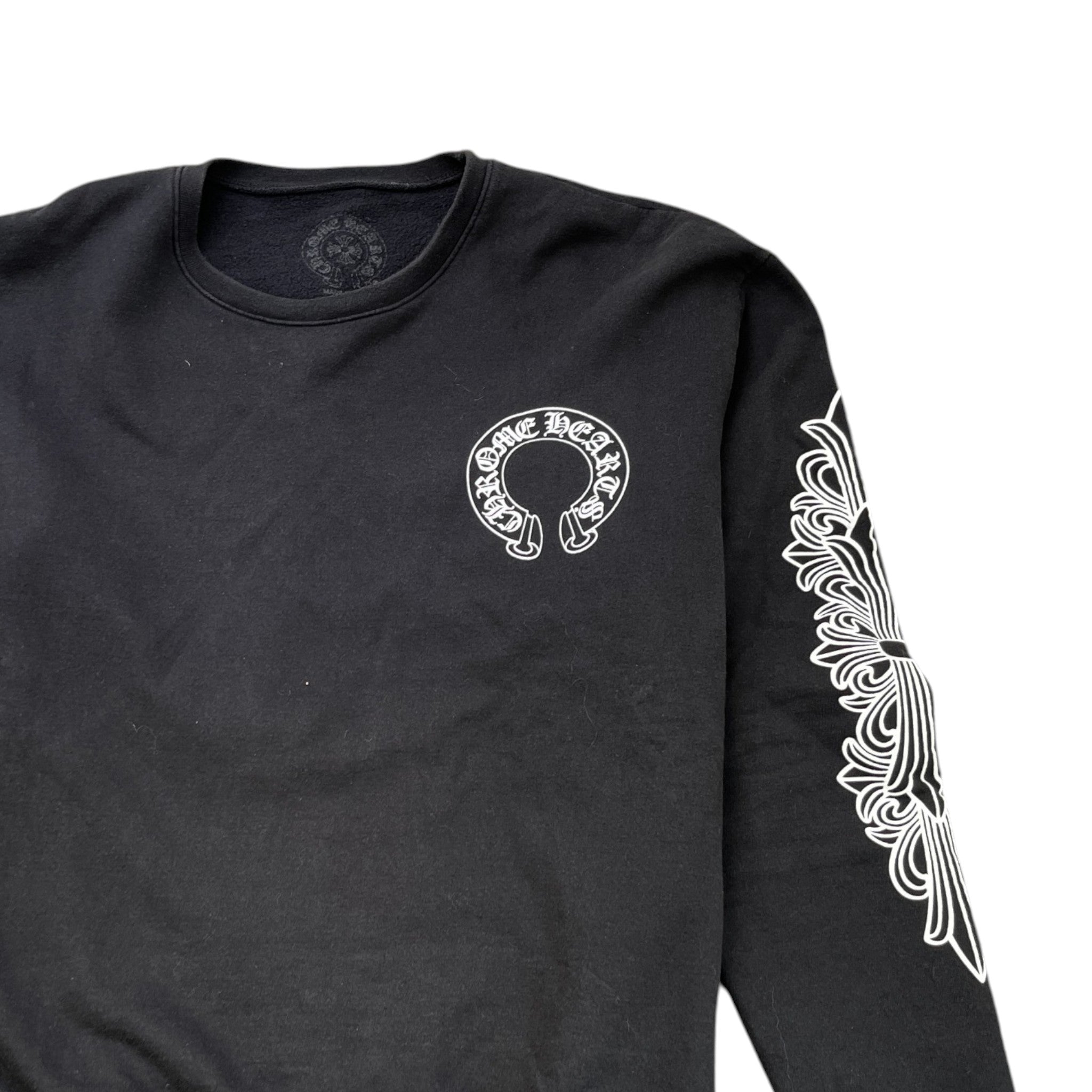 Men's Horseshoe Logo Print Sweatshirt Black Size L