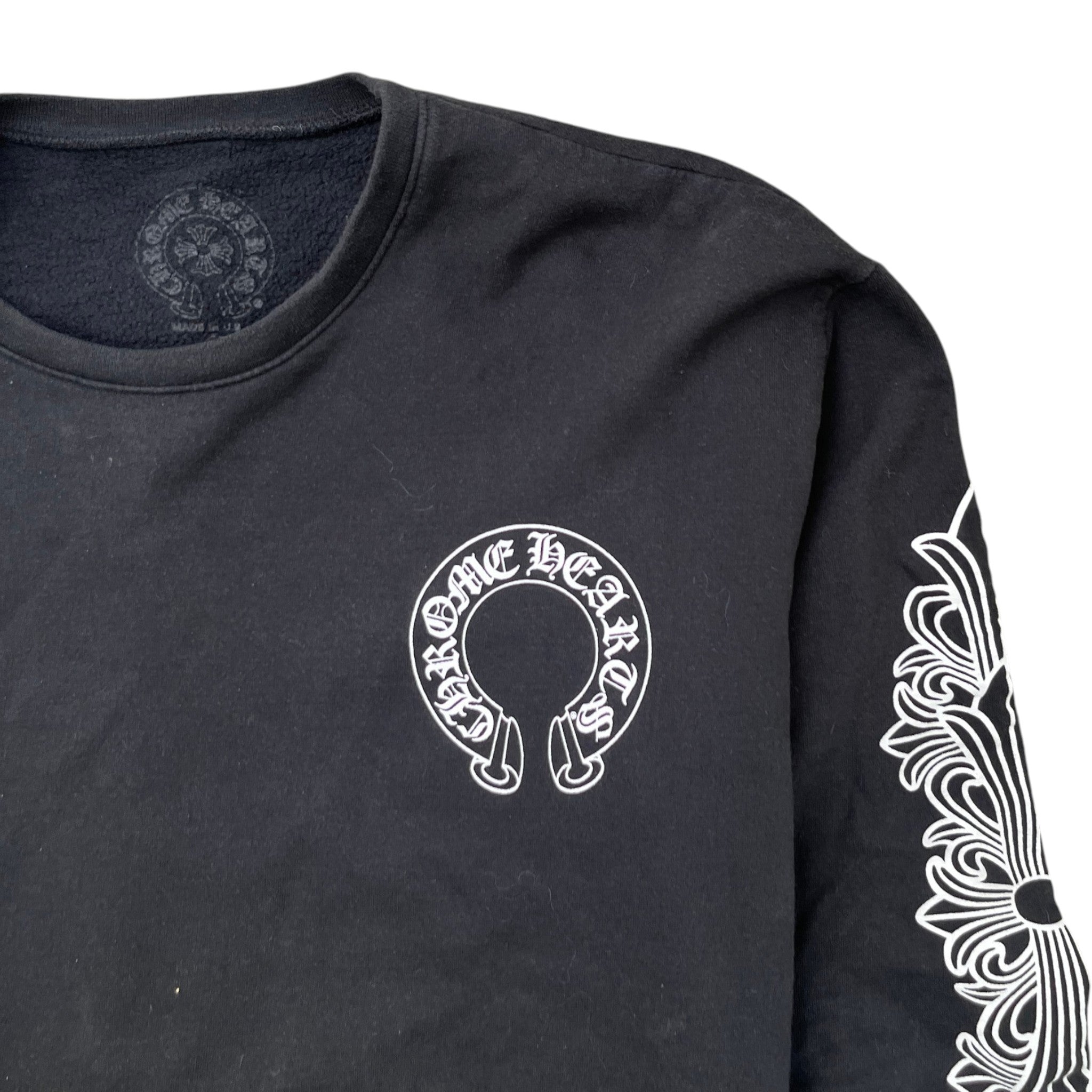 Men's Horseshoe Logo Print Sweatshirt Black Size L