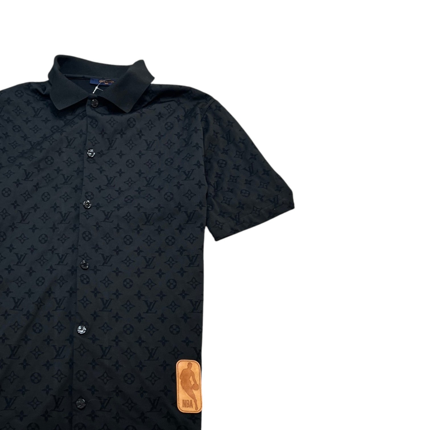 Men's Monogram Nba Short Sleeve Shirt Black Size XL