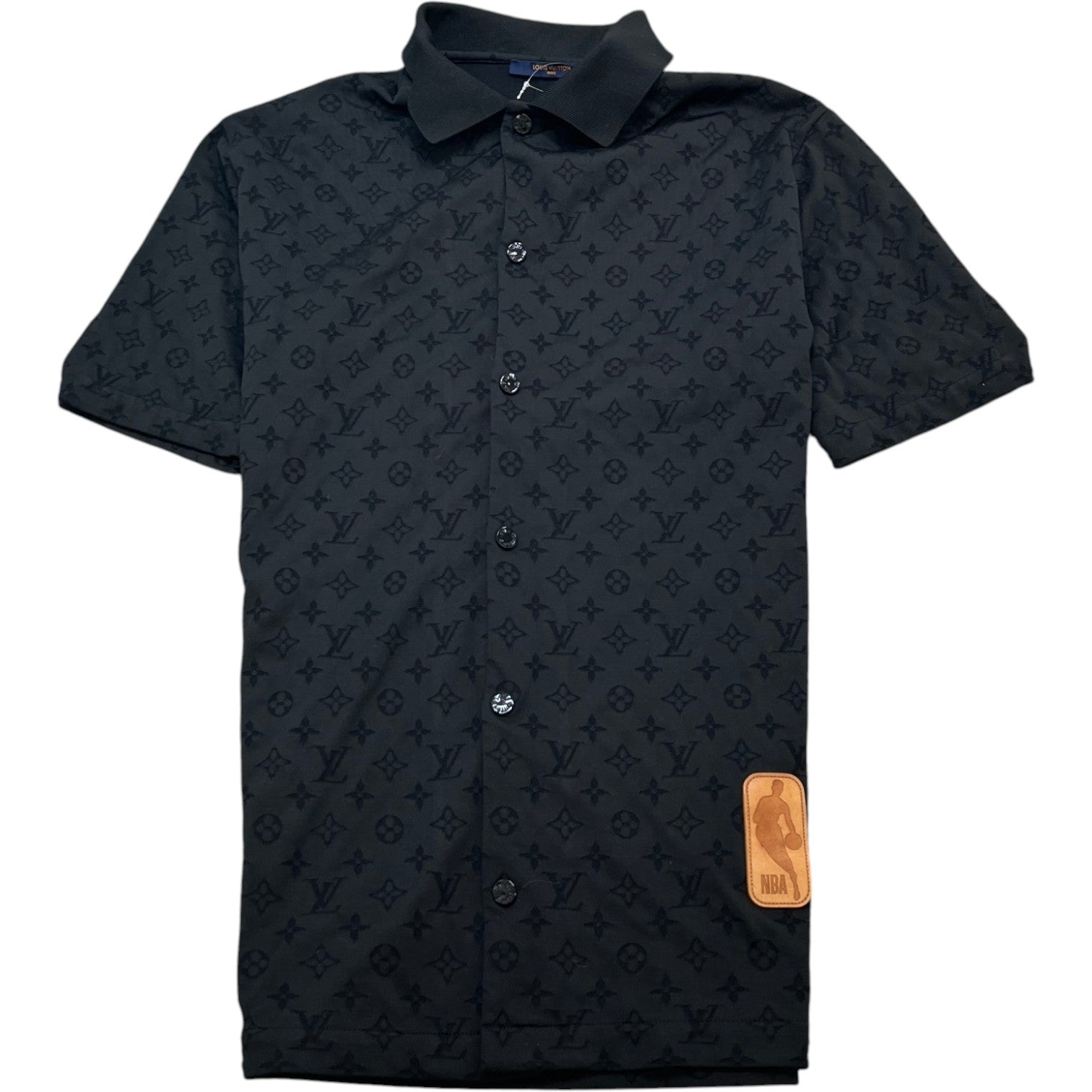 Men's Monogram Nba Short Sleeve Shirt Black Size XL