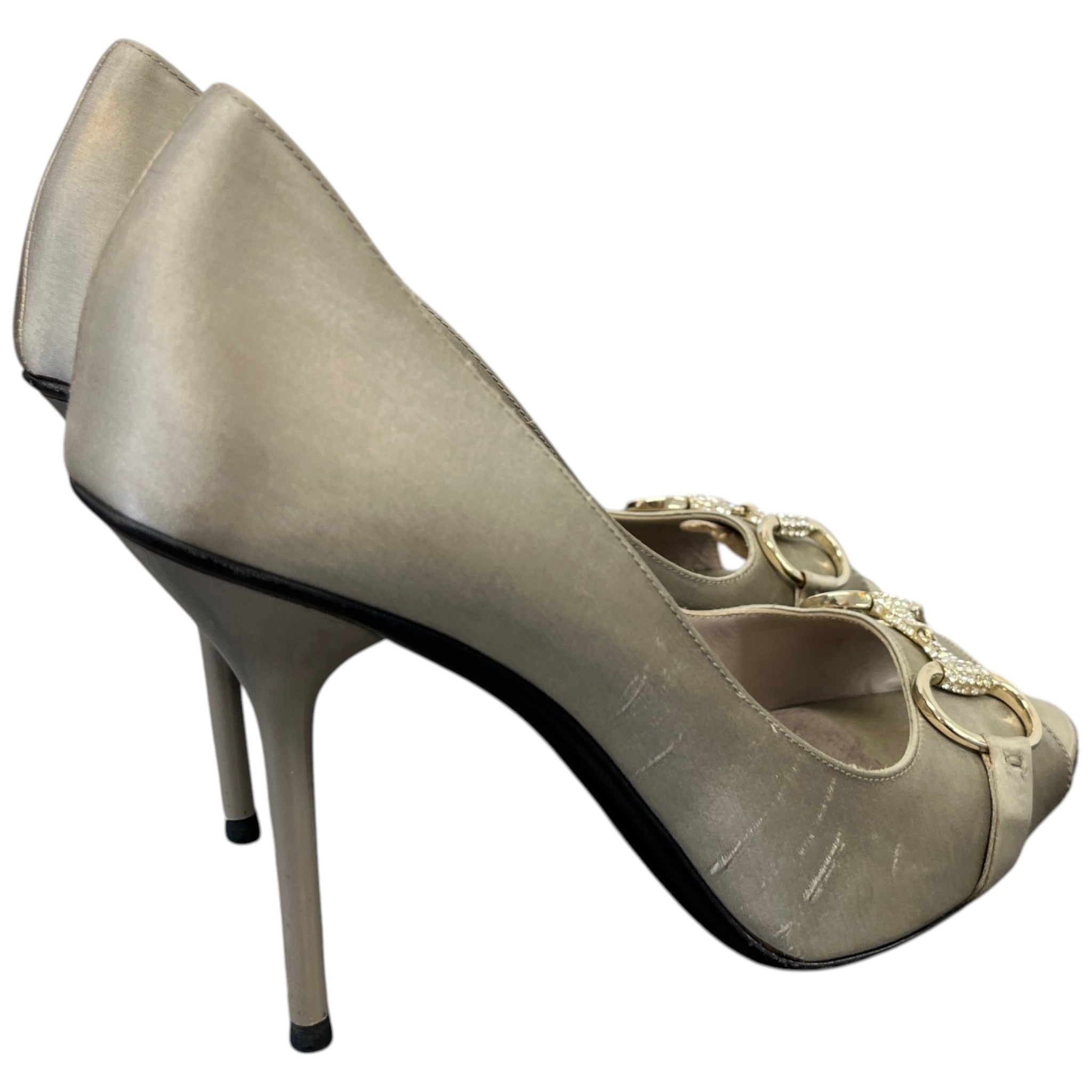 Women's Embroidered Hoursebit Heels Silver Size EU 39.5 / UK 6.5