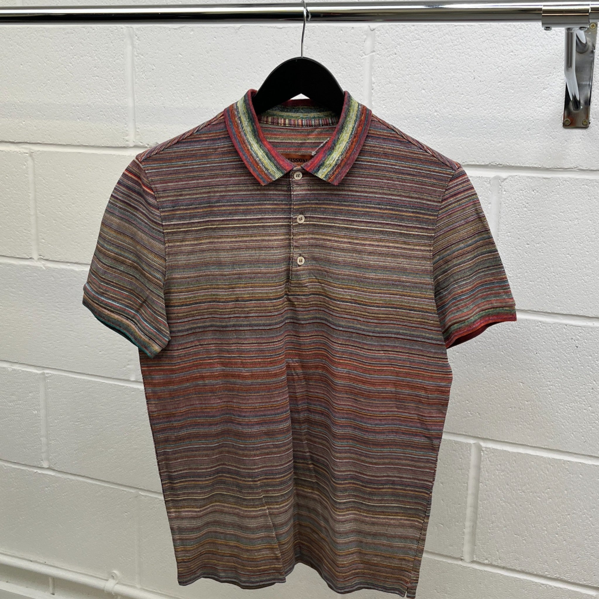 Men's Slub Polo Shirt Multi-Coloured Size S