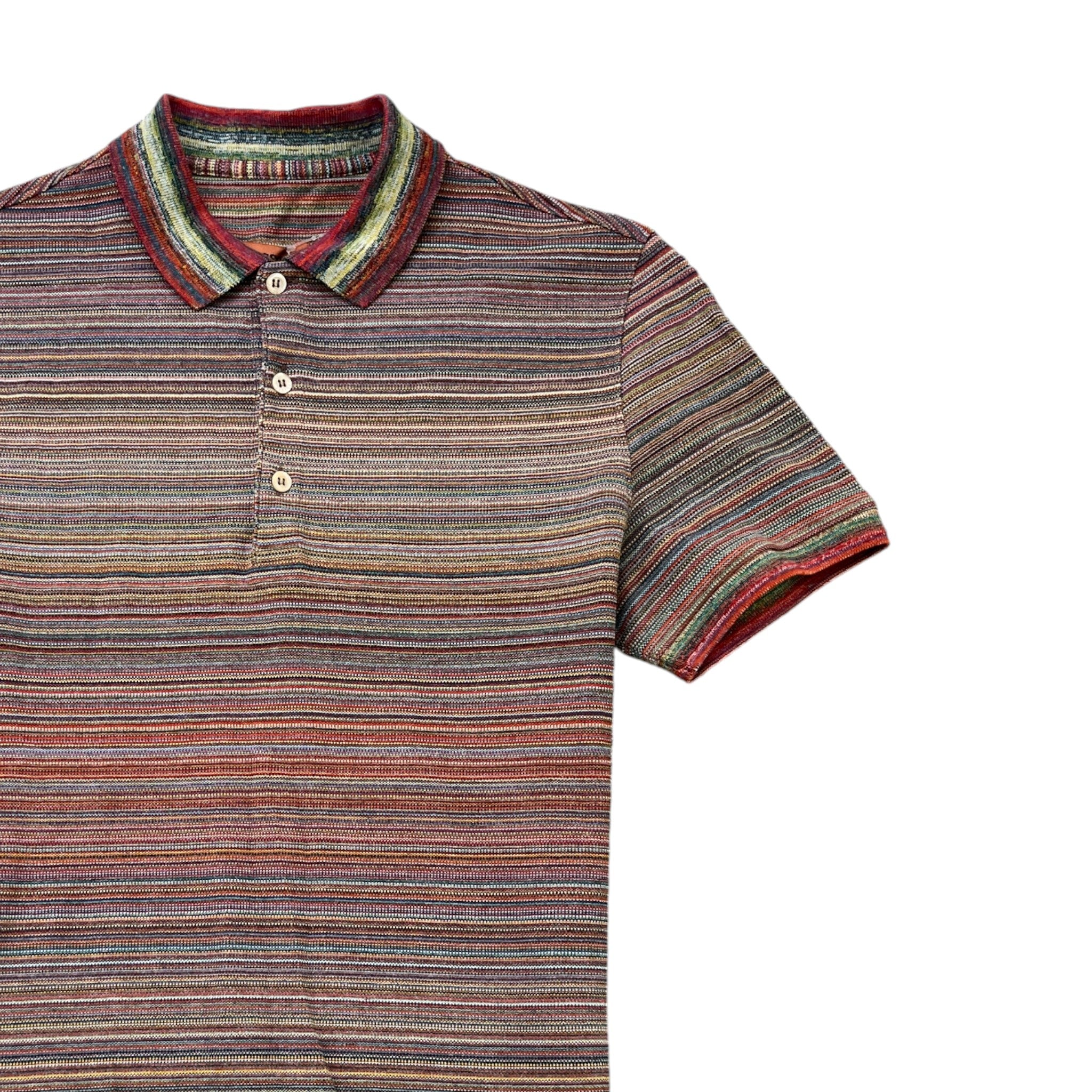 Men's Slub Polo Shirt Multi-Coloured Size S