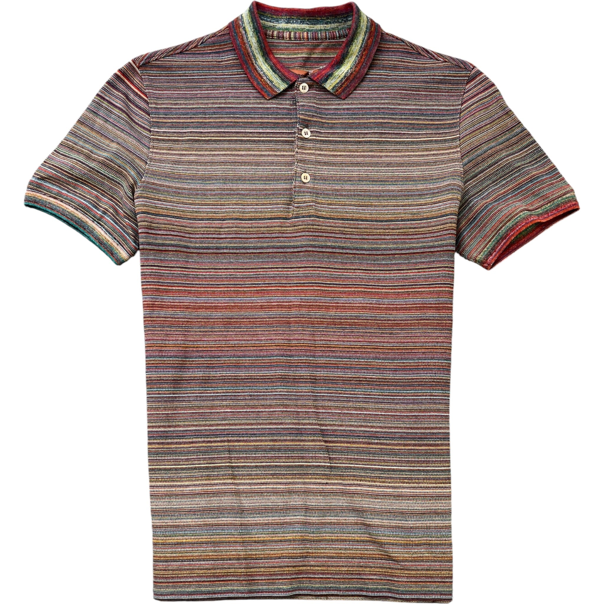 Men's Slub Polo Shirt Multi-Coloured Size S