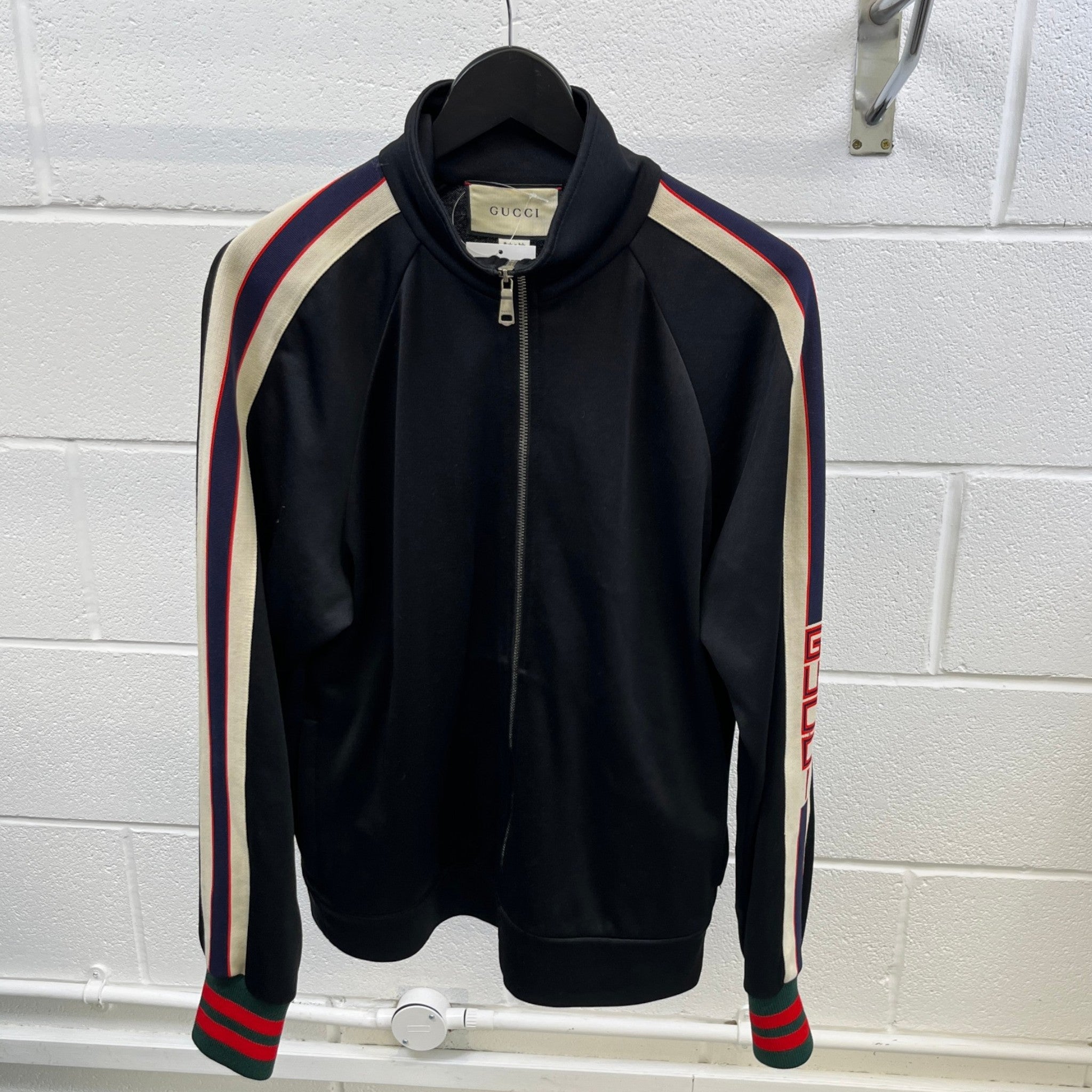 Men's Tape Logo Track Jacket Black Size S