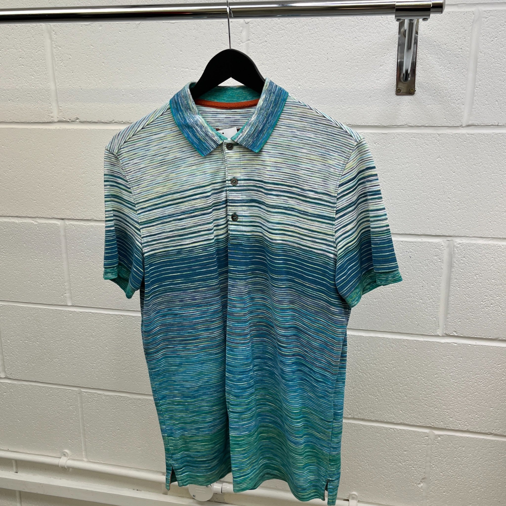 Men's Slub Polo Shirt Blue Size M