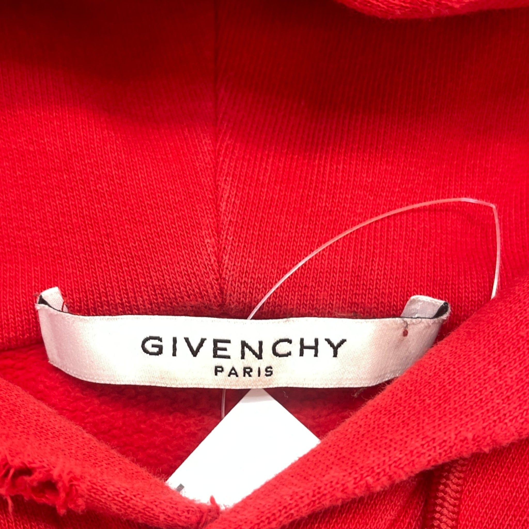 Men's Distressed Logo Patch Hoodie Red Size XS