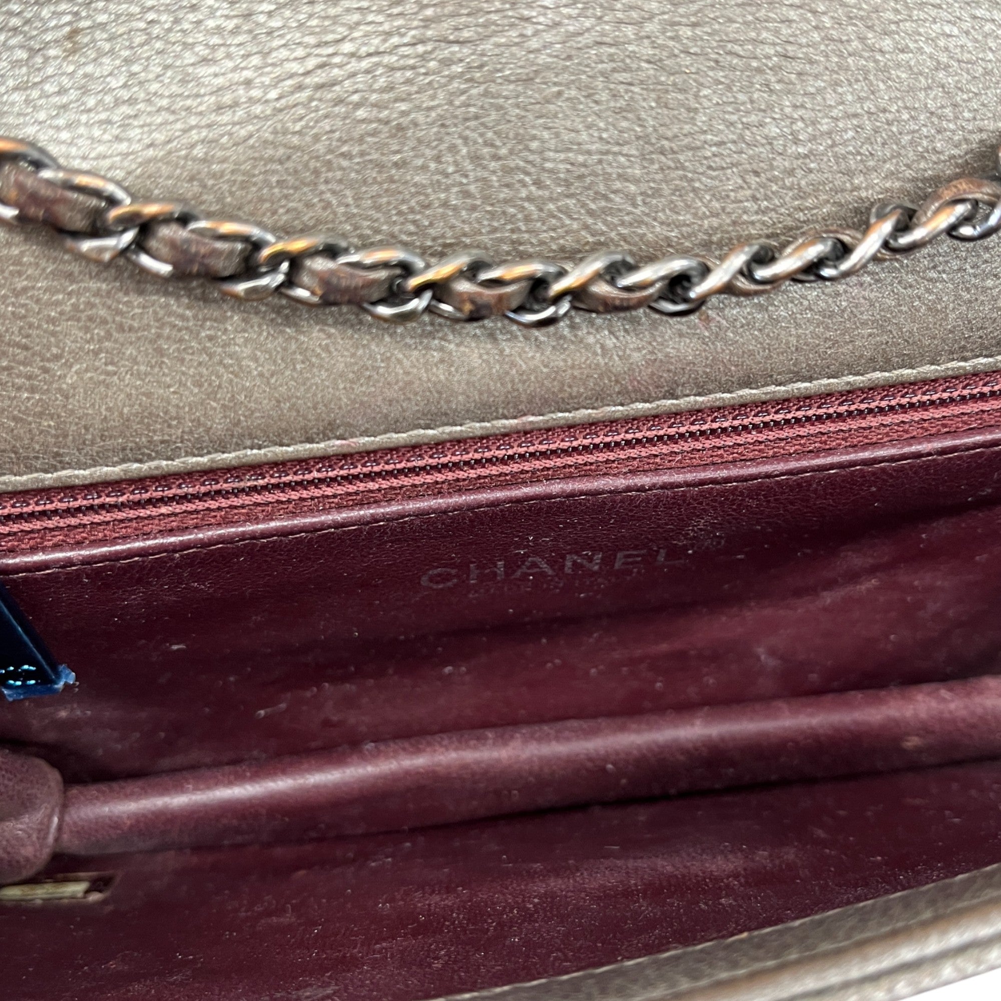 Women's Metallic Micro Retro Flap Bag Silver