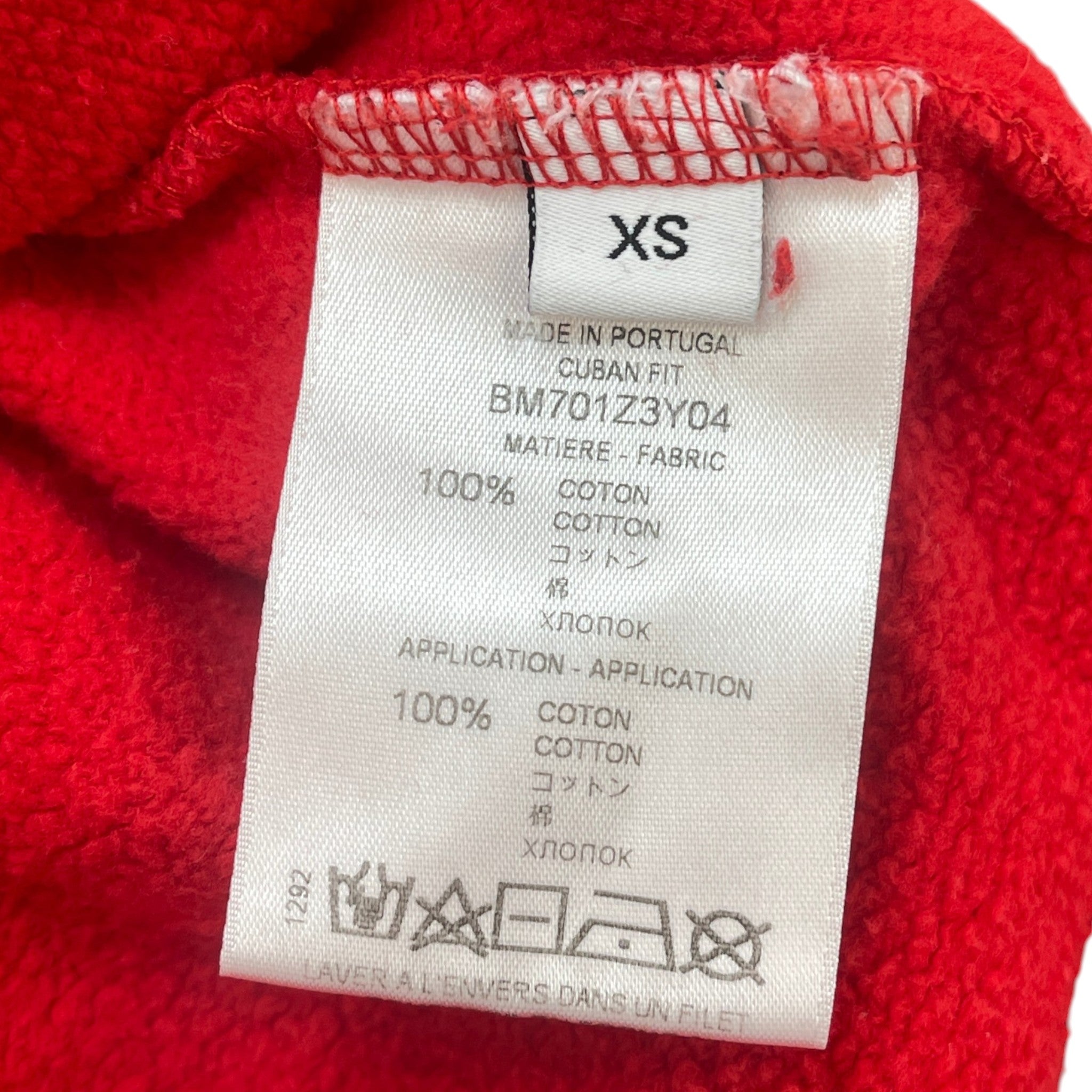 Men's Distressed Logo Patch Hoodie Red Size XS