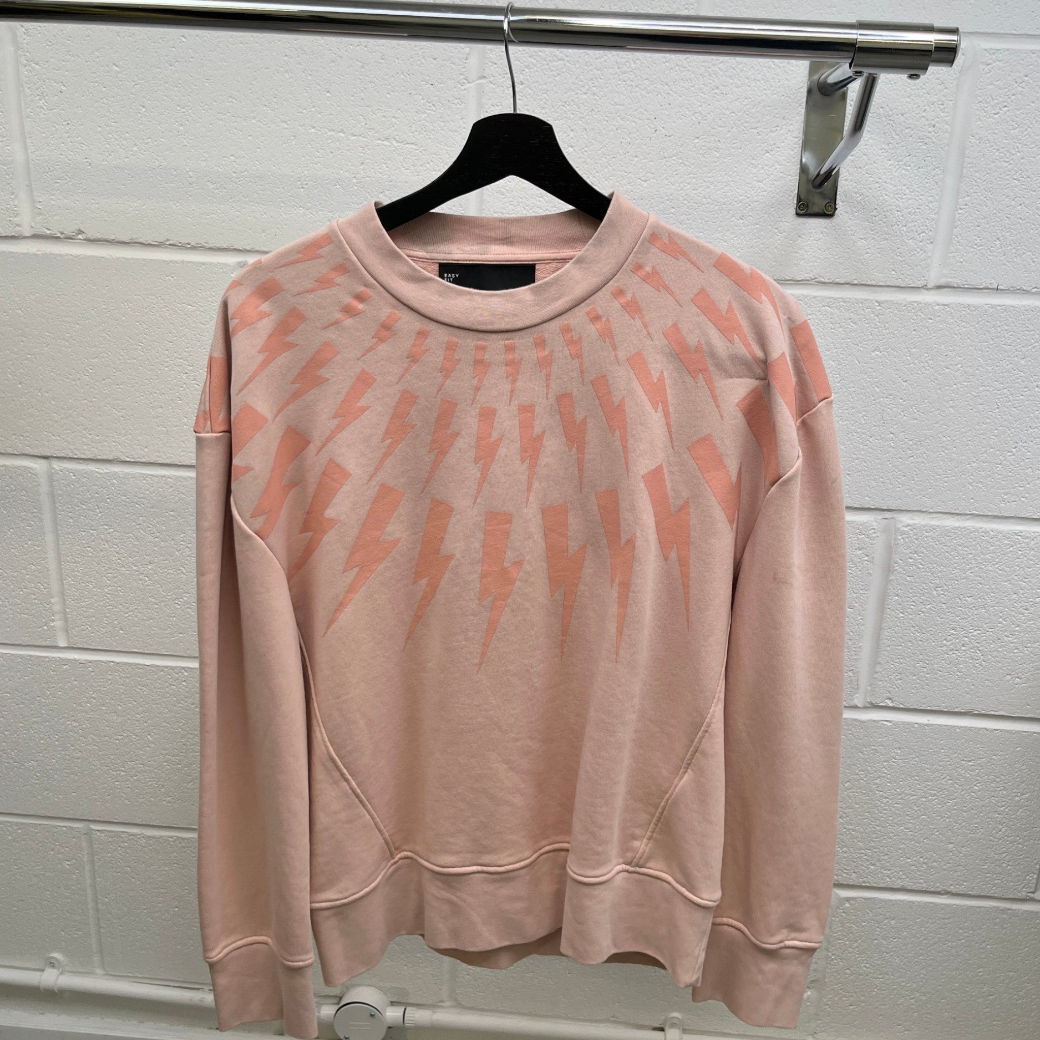 Men's Lightning Bolt Logo Sweatshirt Pink Size XS