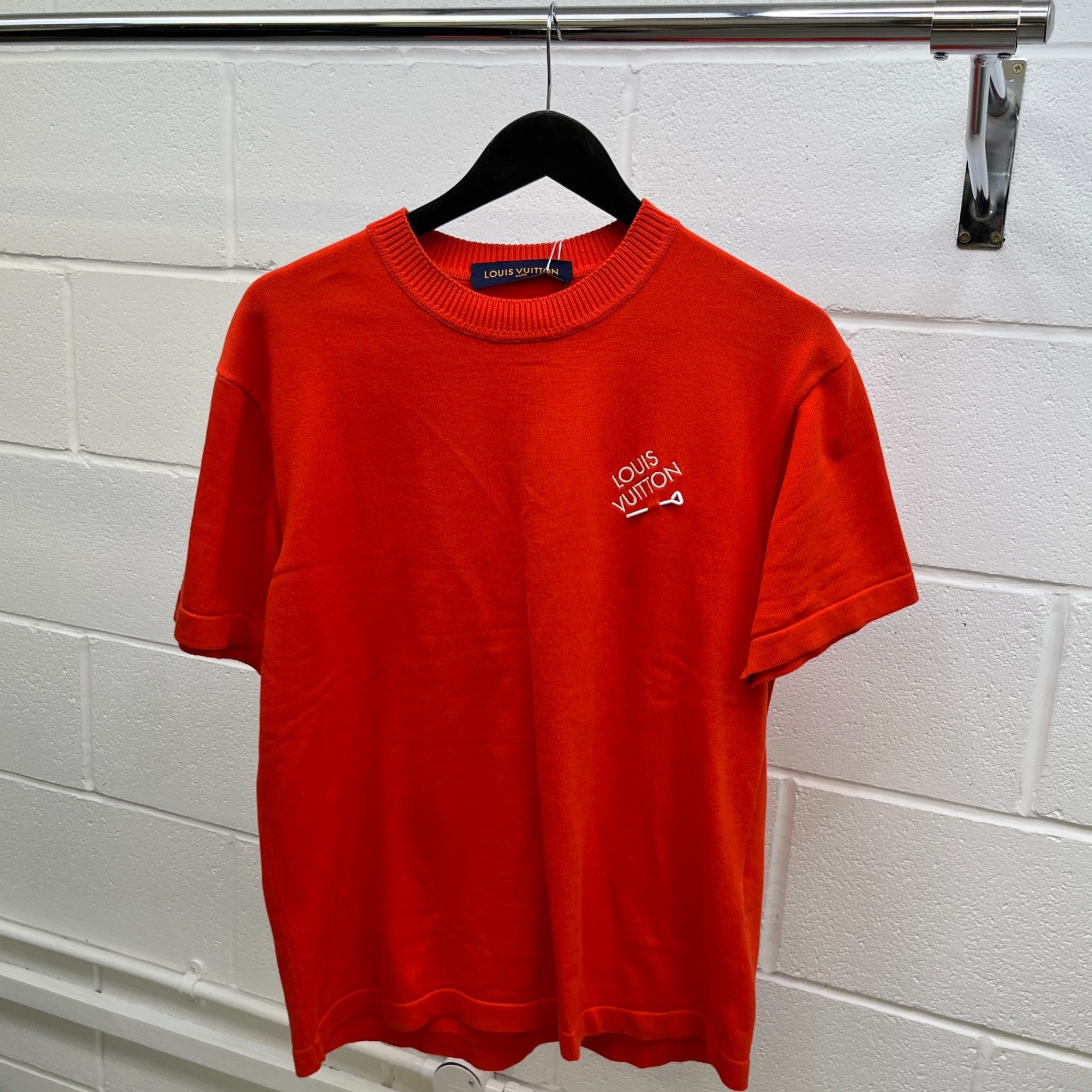 Men's Embroidered Signature T-Shirt Red Size S