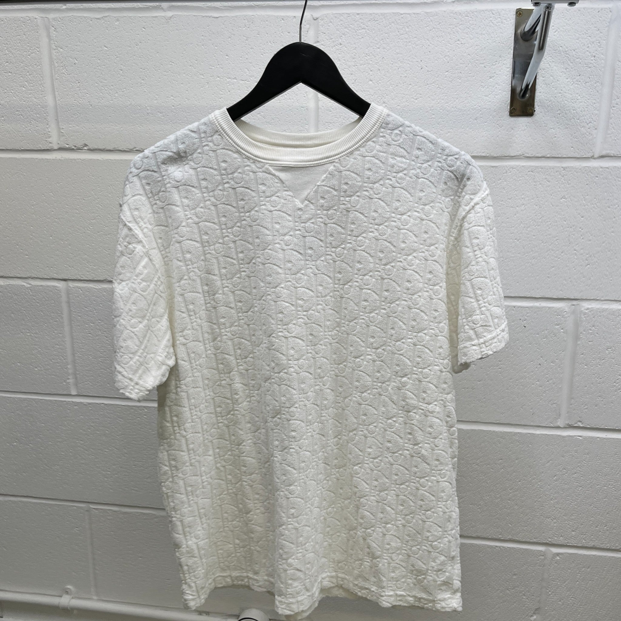 Men's Oblique Towelling T-Shirt White Size XS