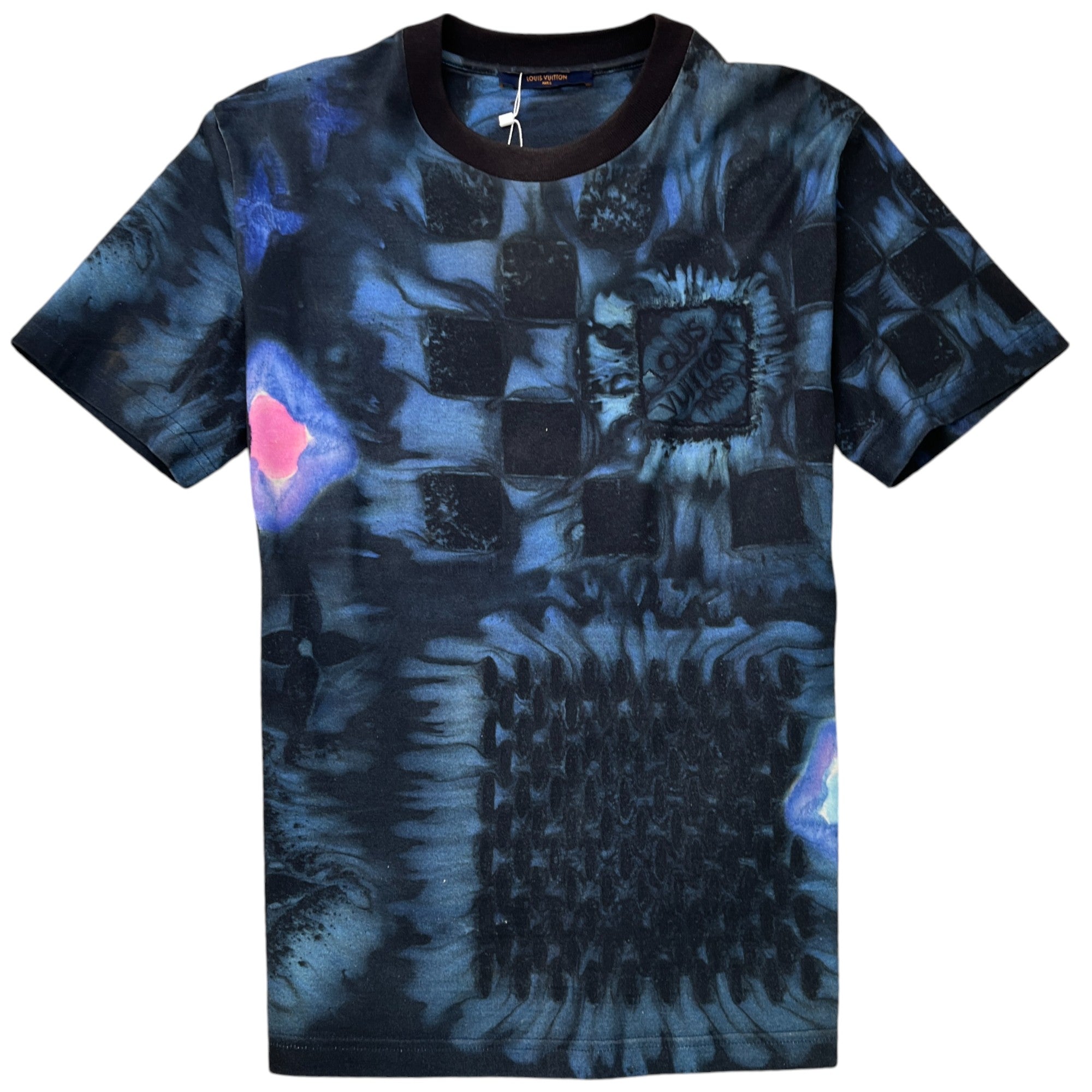 Men's Damier Salt Print T-Shirt Blue Size M