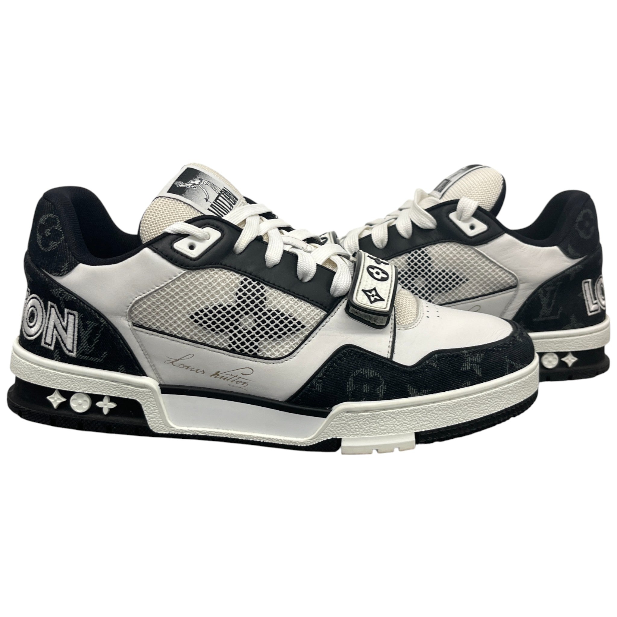 Men's Lv Velcro Strap Low Trainers Black Size EU 42.5 / UK 8.5