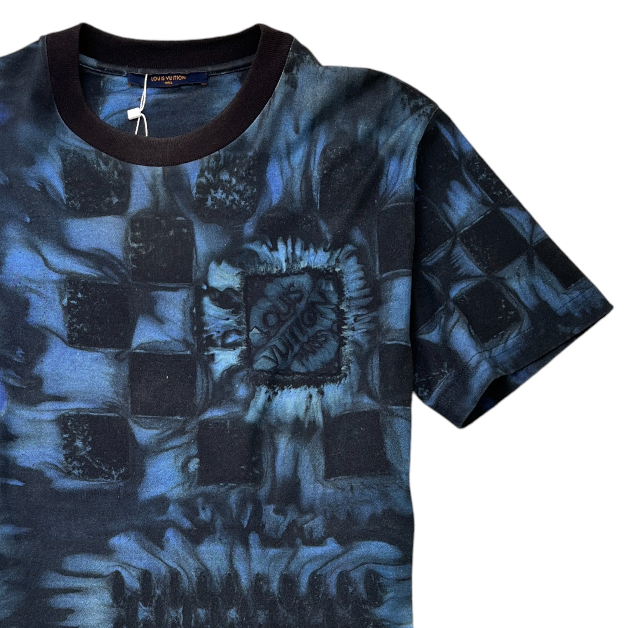 Men's Damier Salt Print T-Shirt Blue Size M