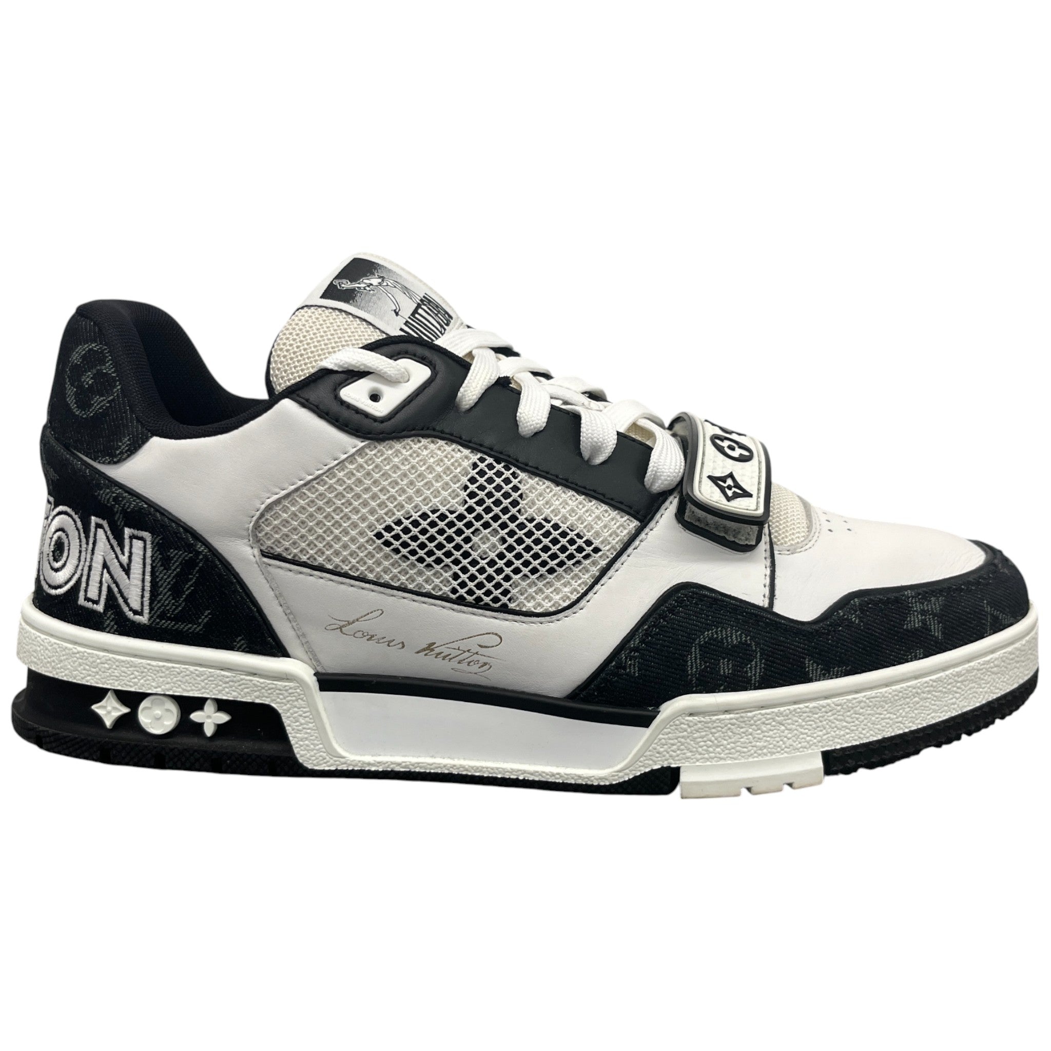 Men's Lv Velcro Strap Low Trainers Black Size EU 42.5 / UK 8.5