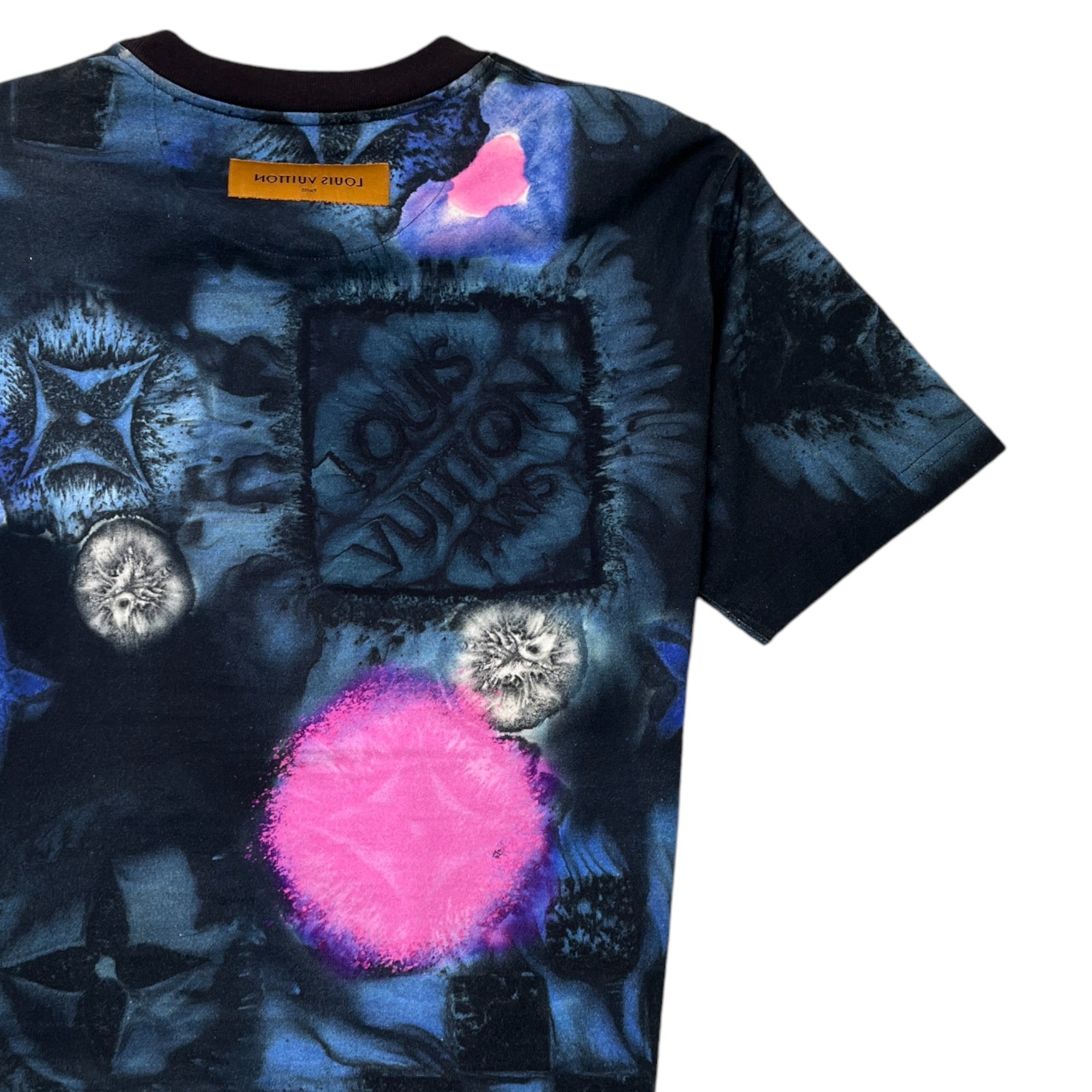 Men's Damier Salt Print T-Shirt Blue Size M