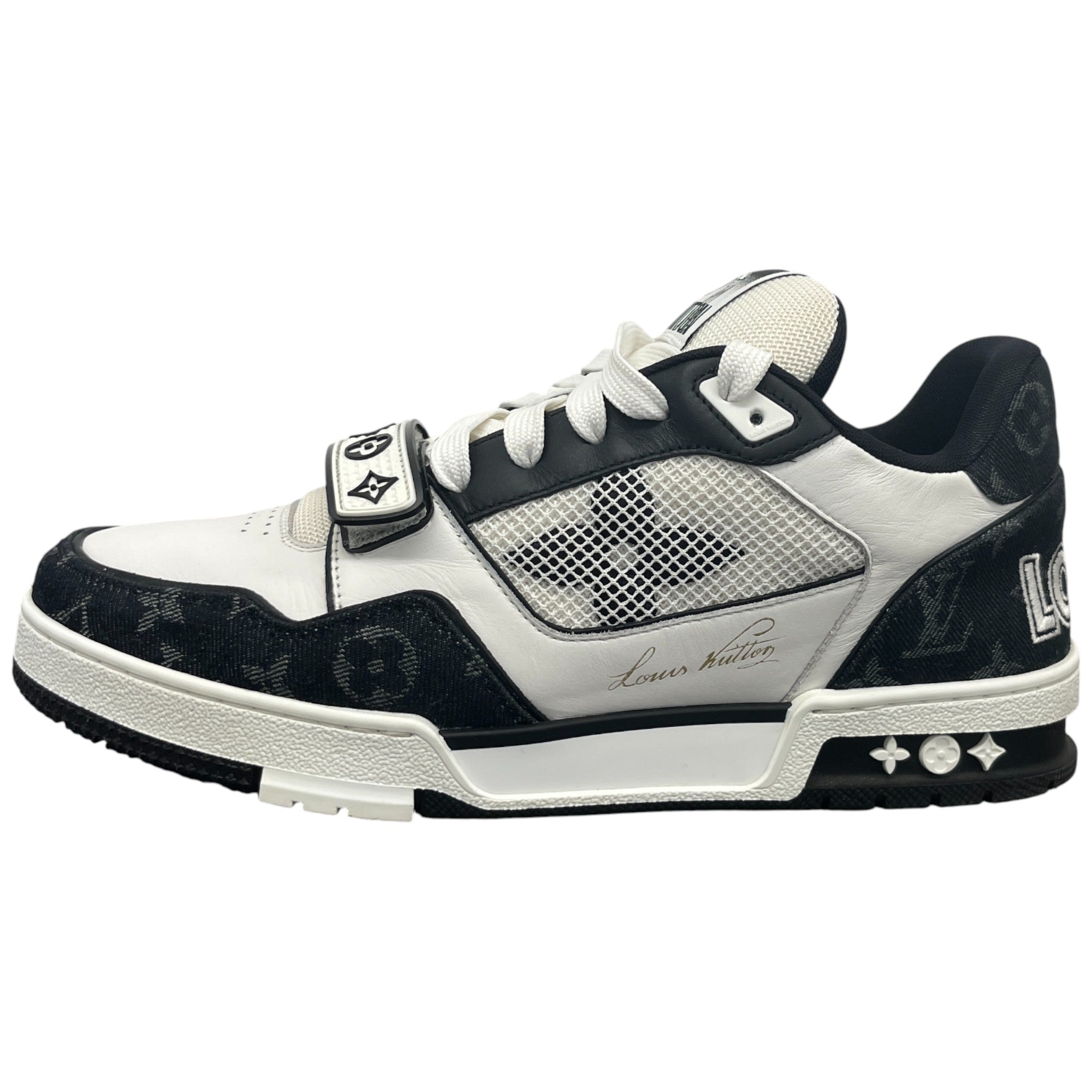 Men's Lv Velcro Strap Low Trainers Black Size EU 42.5 / UK 8.5