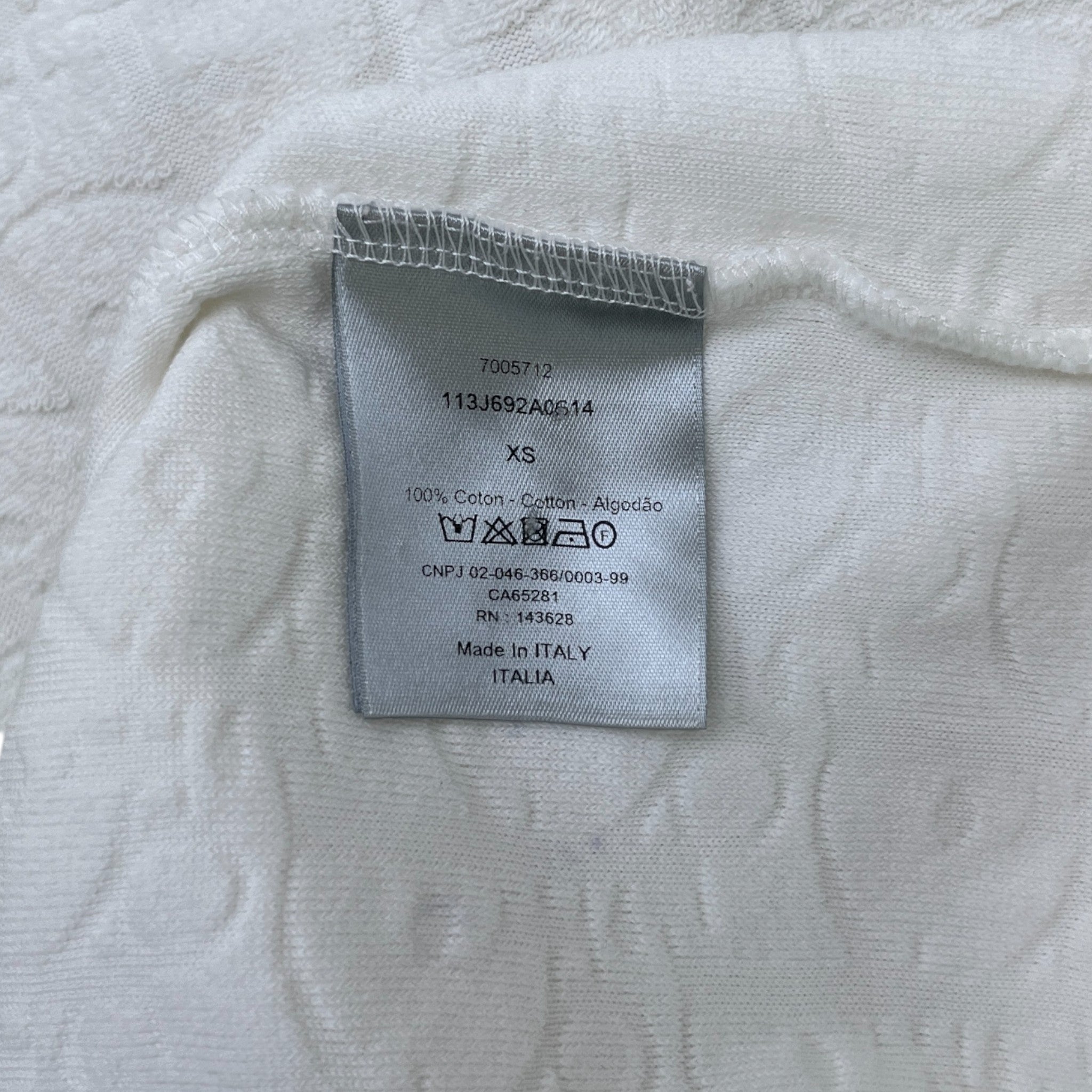 Men's Oblique Towelling T-Shirt White Size XS