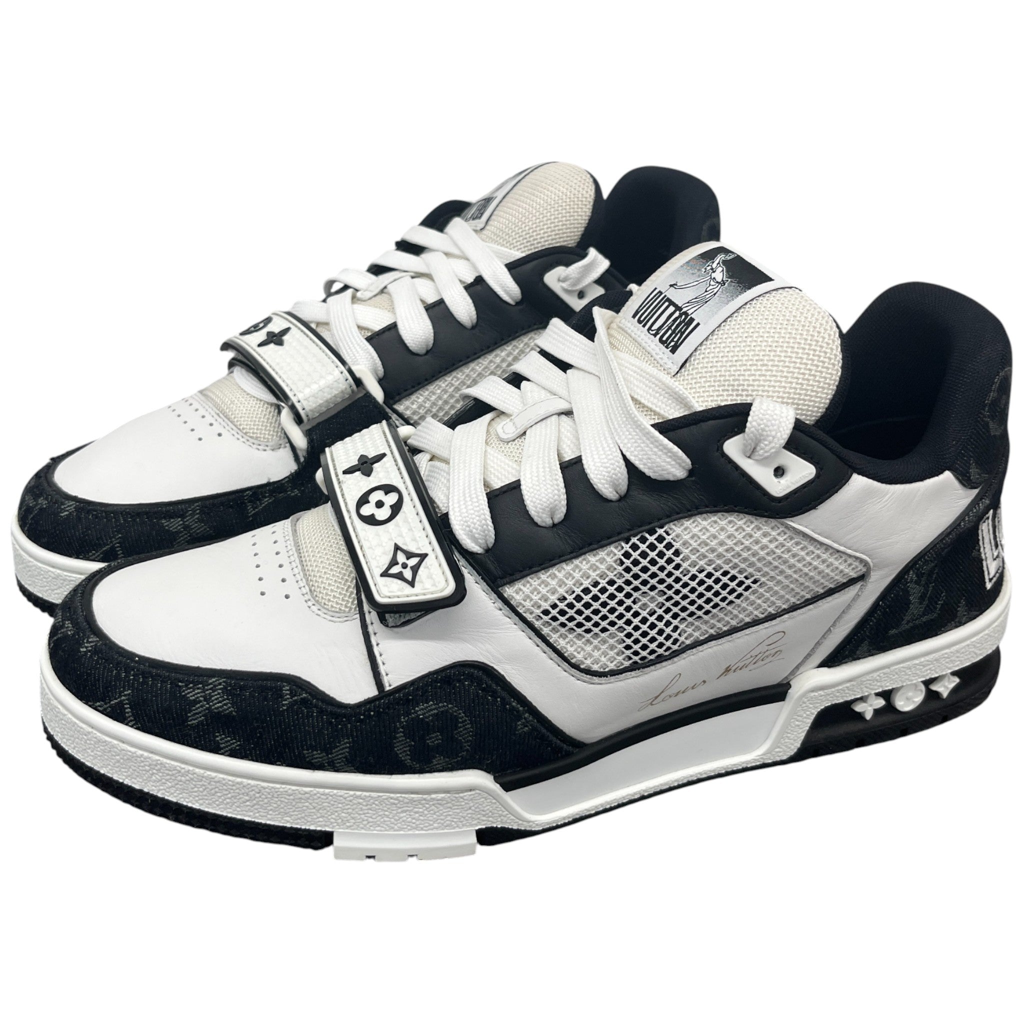 Men's Lv Velcro Strap Low Trainers Black Size EU 42.5 / UK 8.5