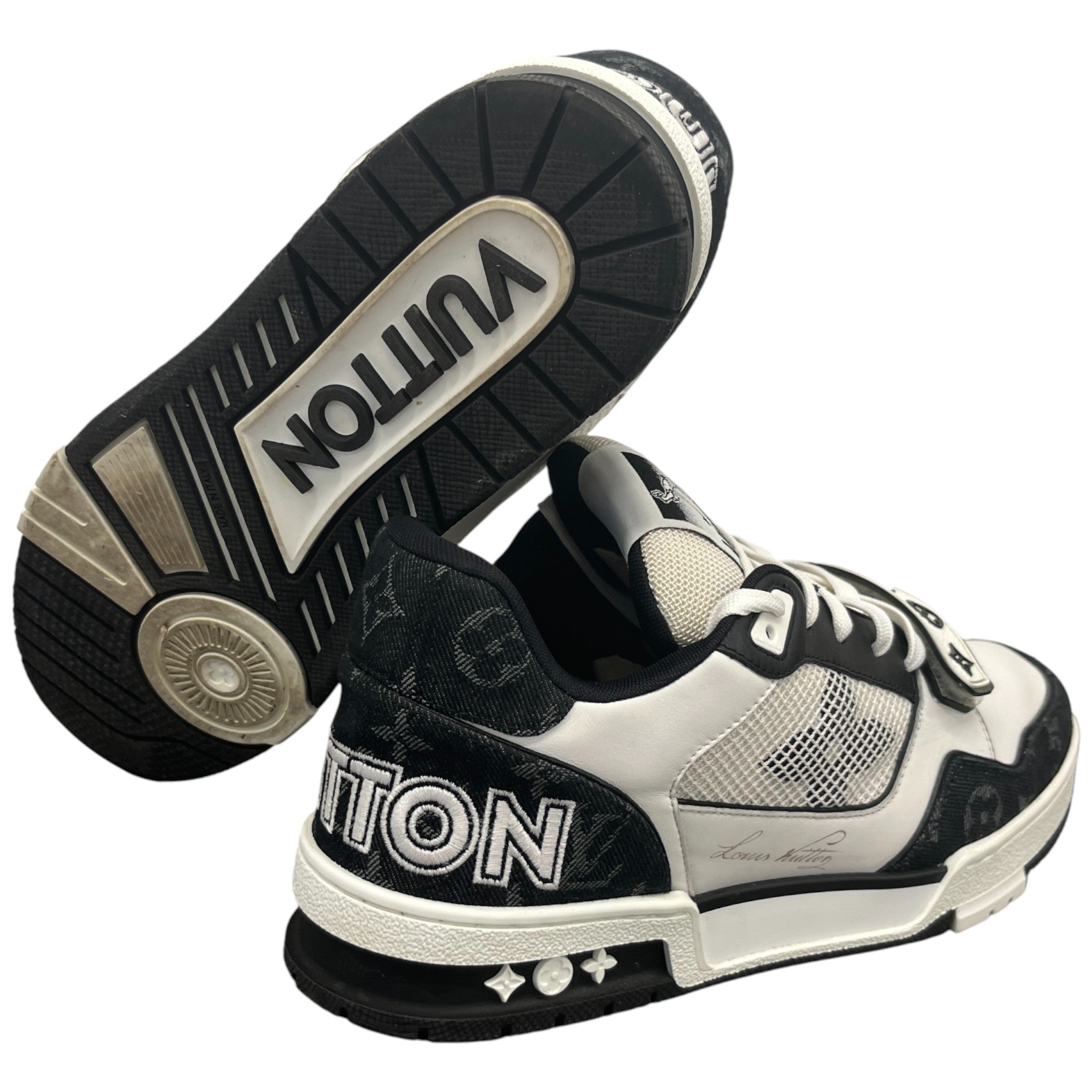 Men's Lv Velcro Strap Low Trainers Black Size EU 42.5 / UK 8.5