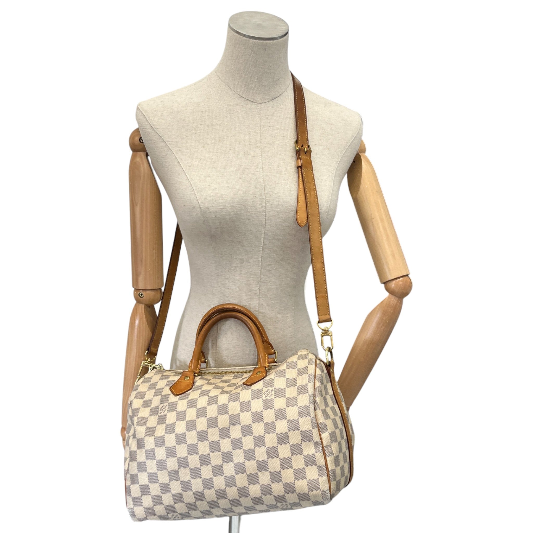 Women's Damier Azur Speedy 30 Bandouliere Handbag White