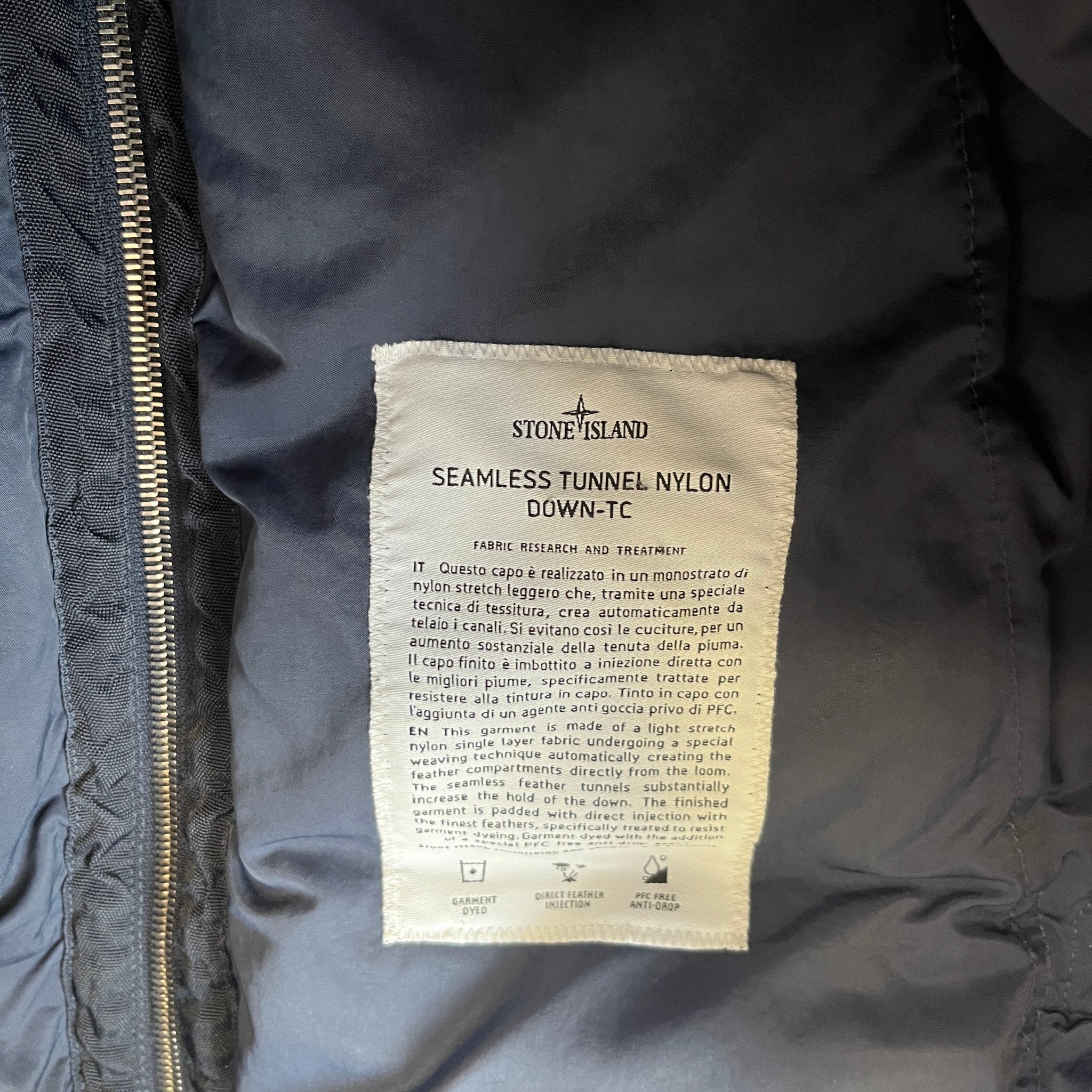 Men's Seamless Tunnel Nylon Down Jacket Navy Size XL