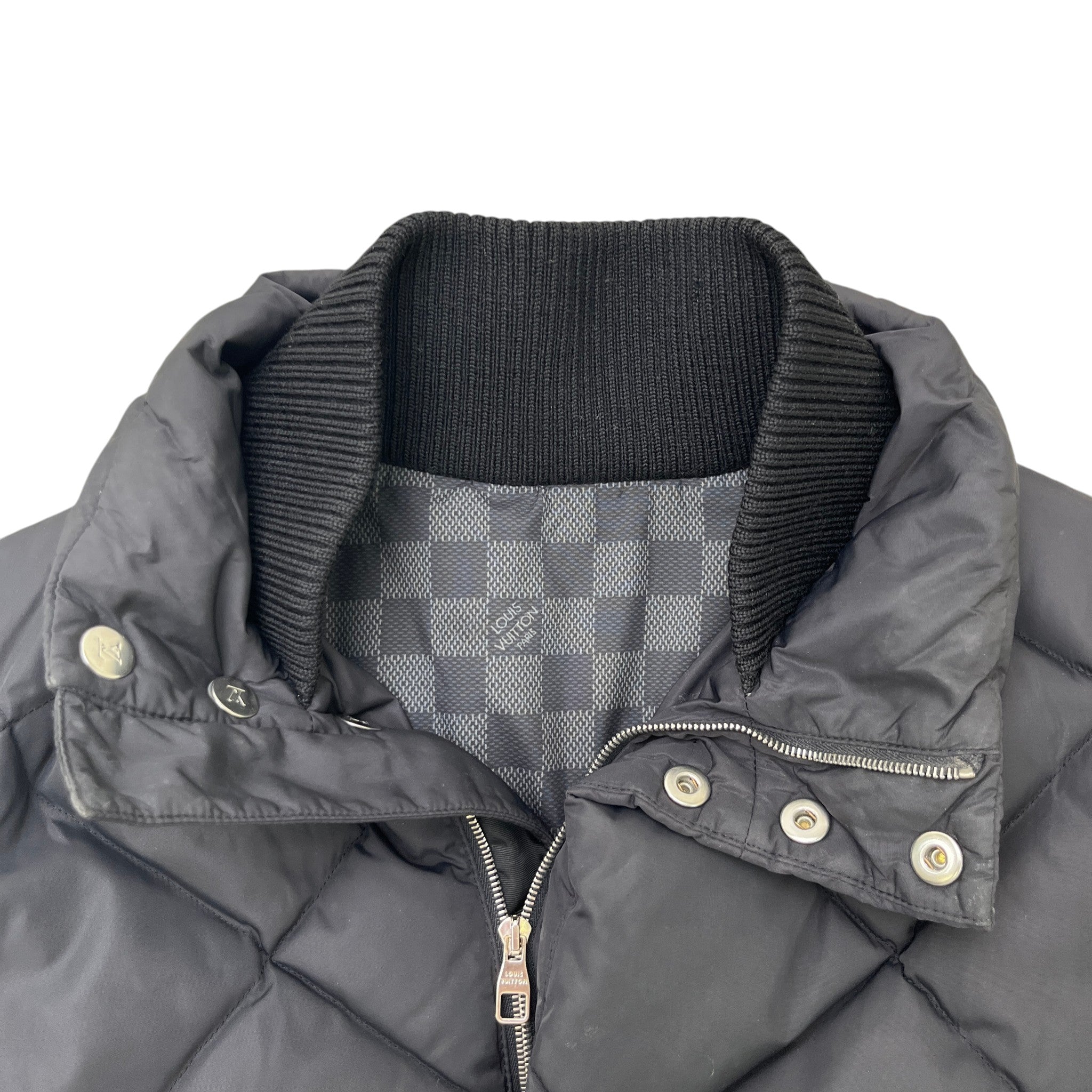 Men's Lv Quilted & Leather Kids Boys Age 6 Down Jacket Black Size XXS