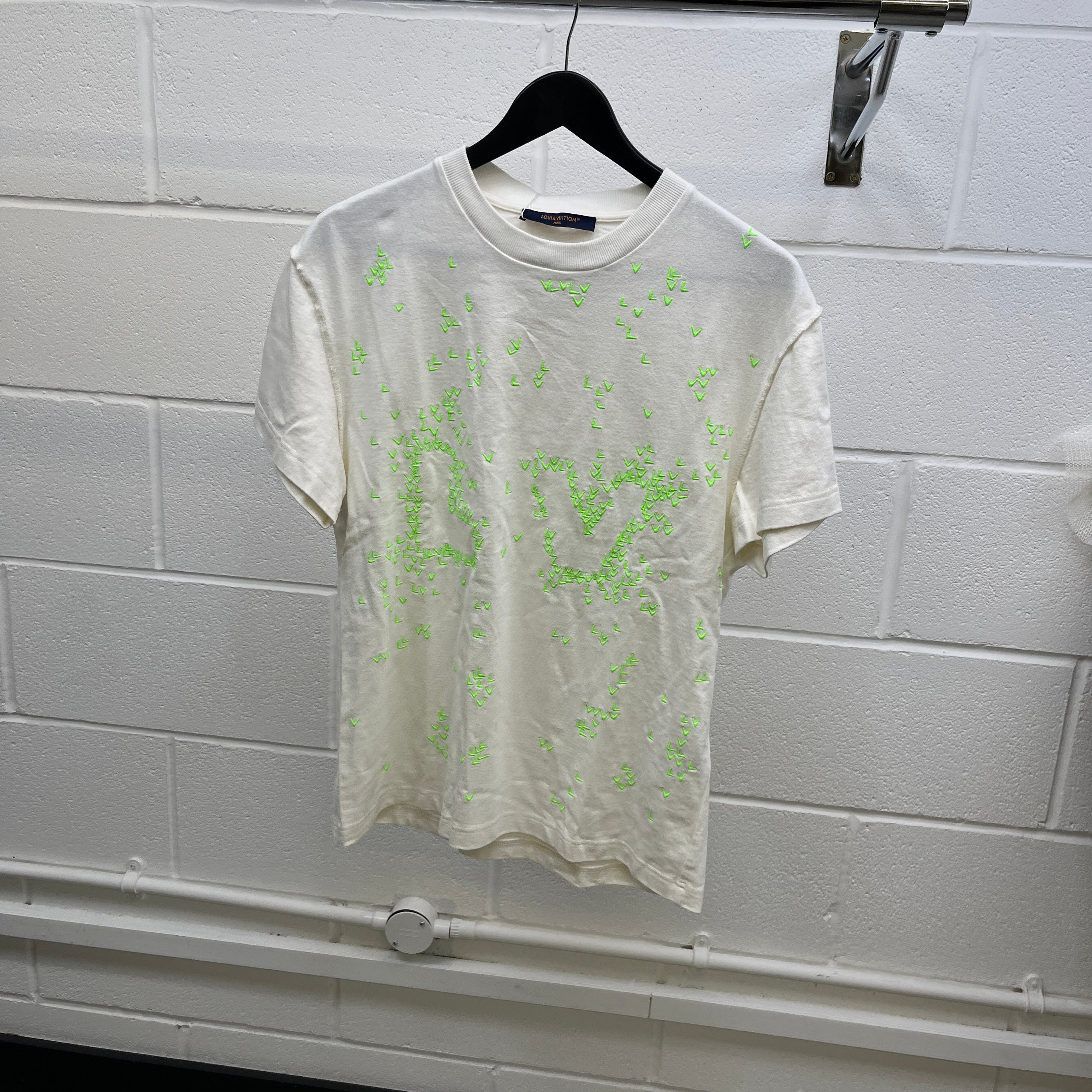 Men's Lv Spread Embroidery T-Shirt White Size XS