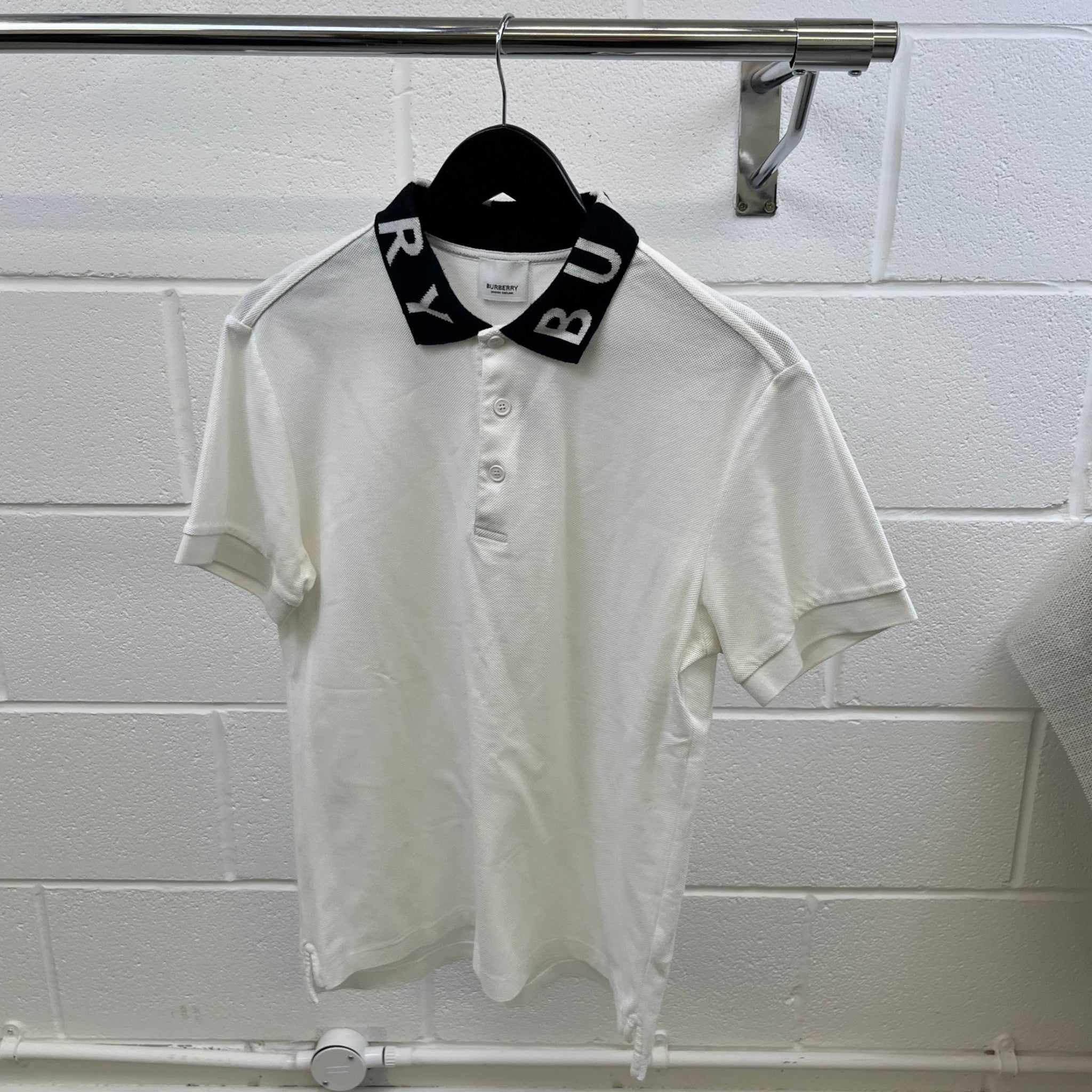 Men's Collar Logo Polo Shirt White Size S