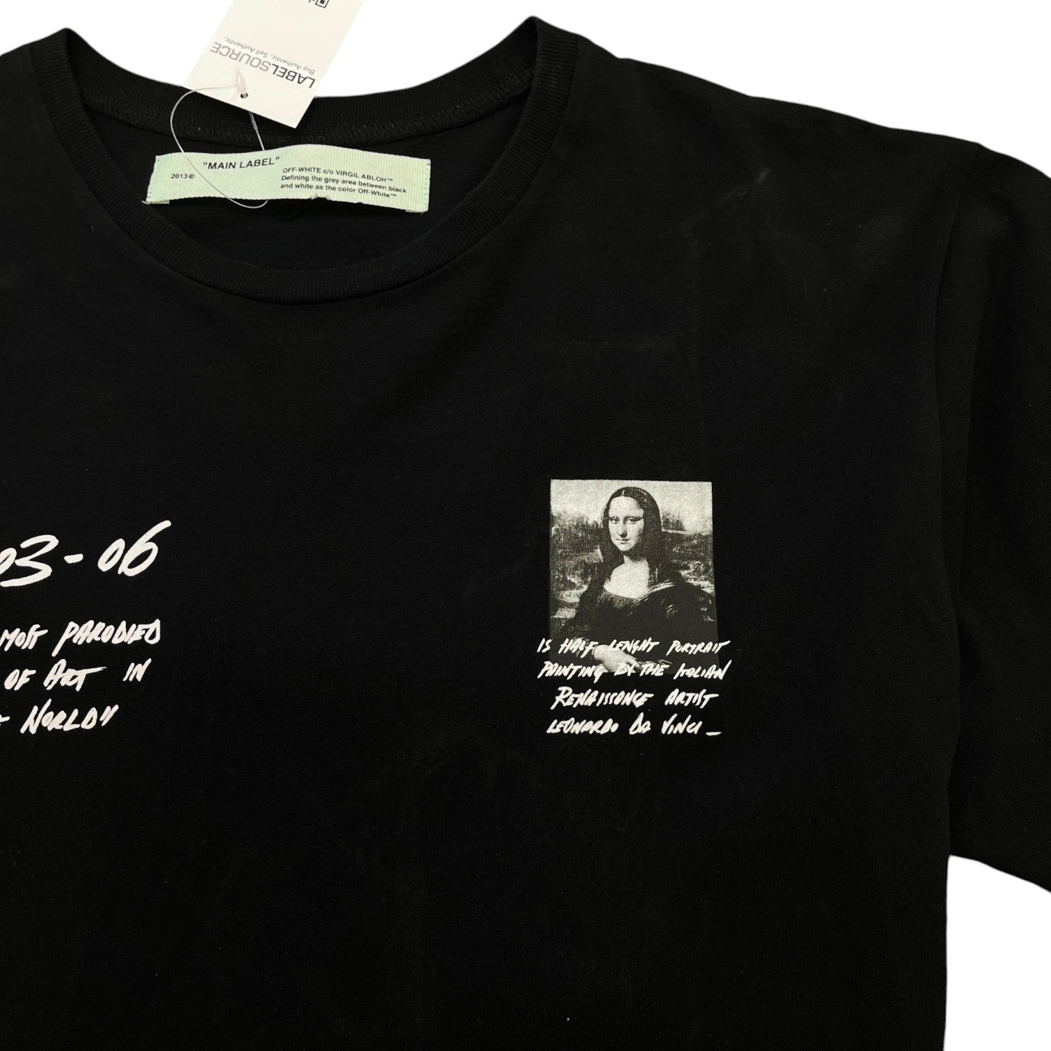 Men's Mona Lisa Print T-Shirt Black Size S