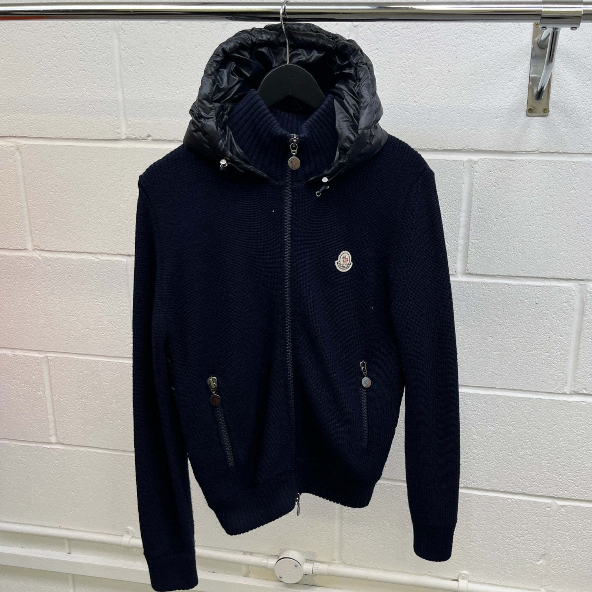 Men's Maglione Tricot Cardigan Down Jacket Navy Size M