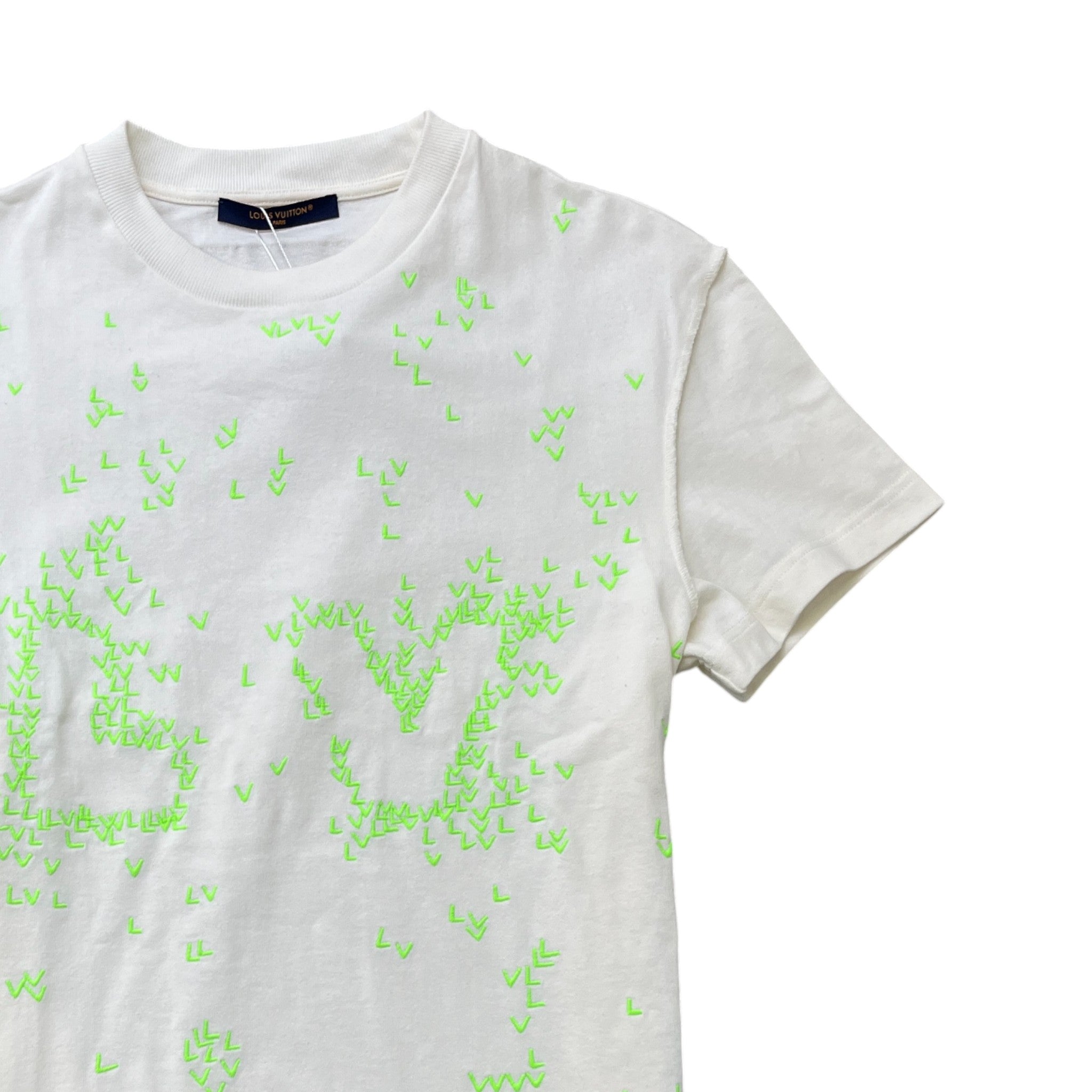 Men's Lv Spread Embroidery T-Shirt White Size XS