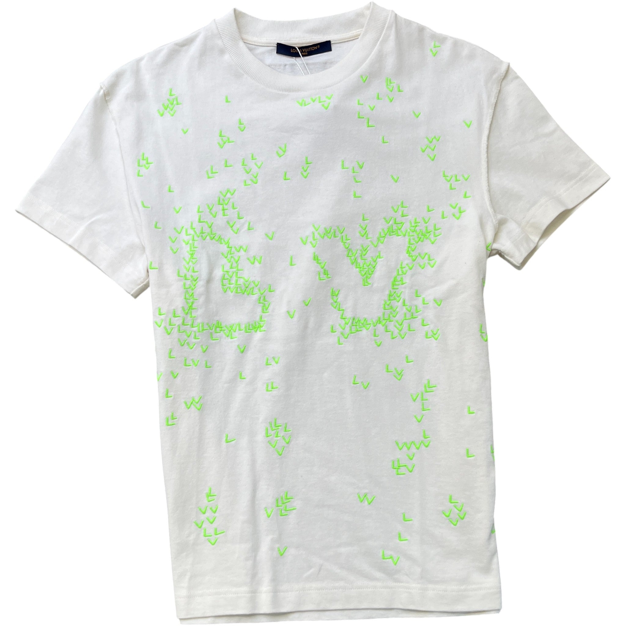 Men's Lv Spread Embroidery T-Shirt White Size XS