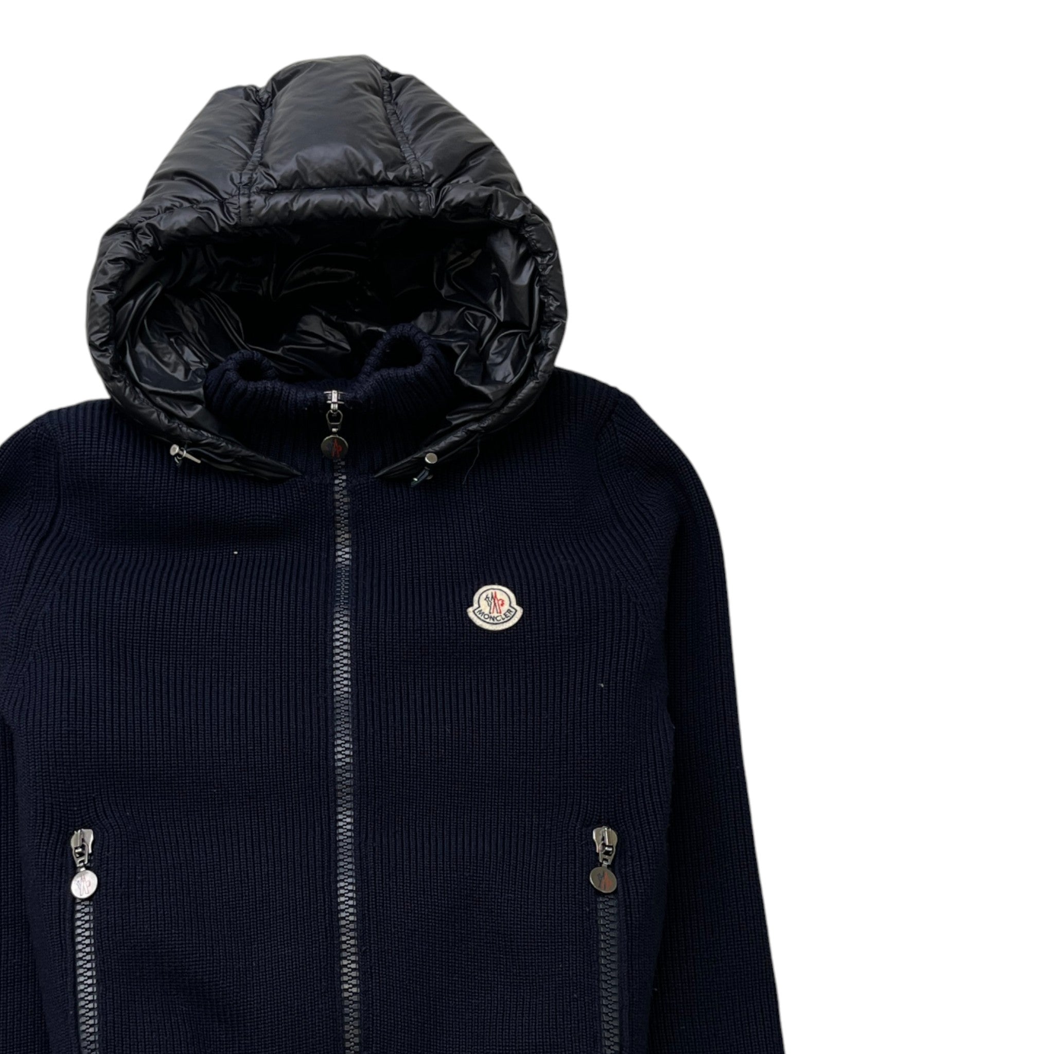 Men's Maglione Tricot Cardigan Down Jacket Navy Size M