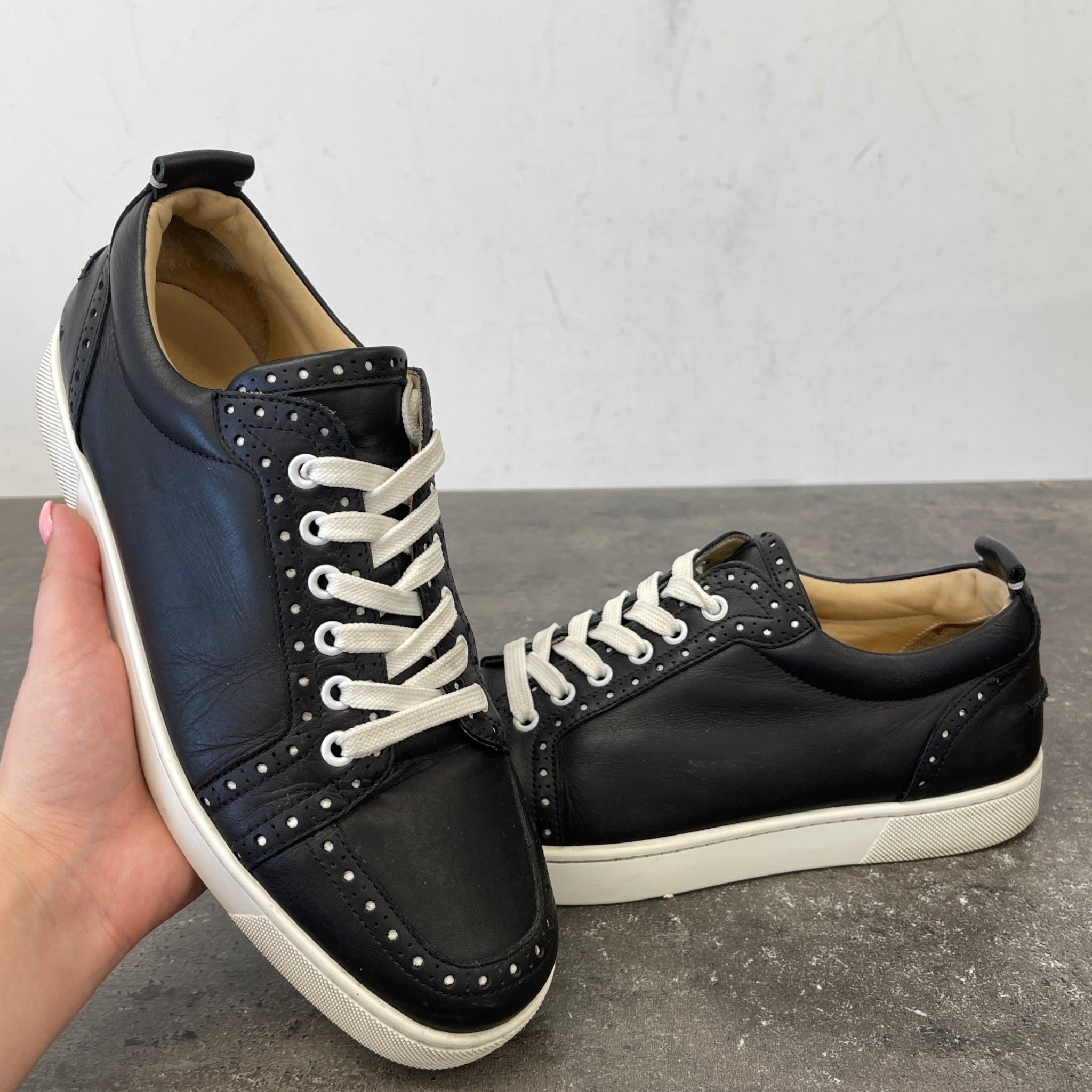 Men's Louis Junior Flat Low Trainers Black Size EU 42 / UK 8