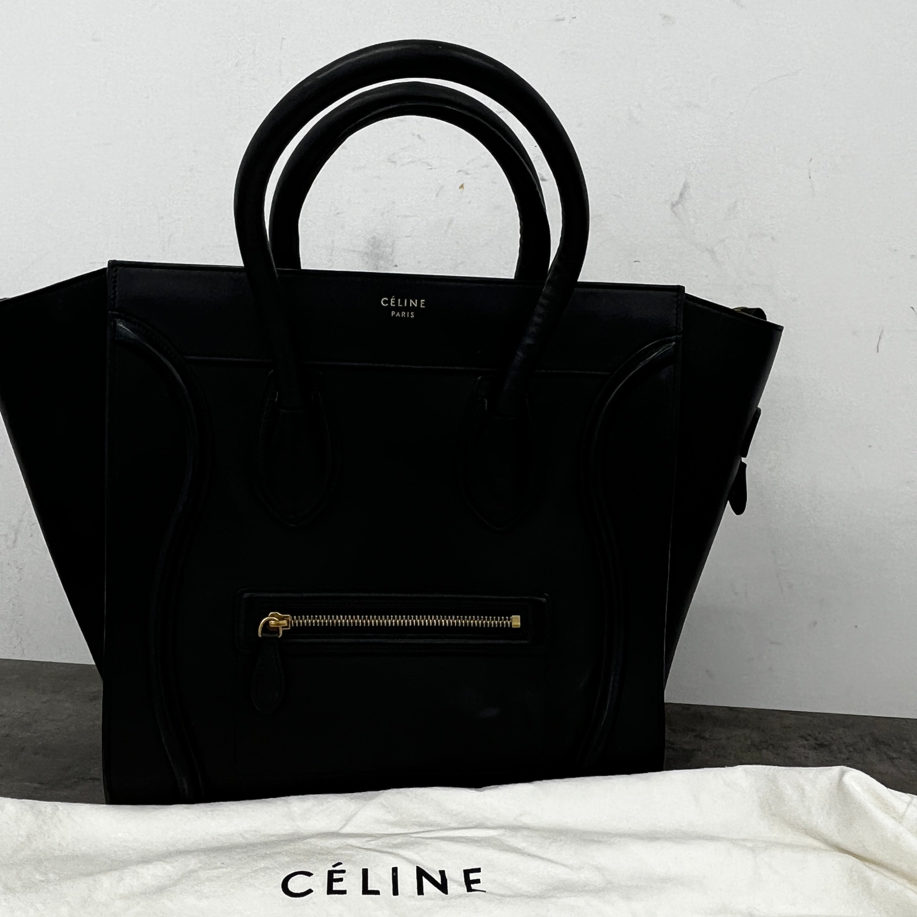 Women's Luggage Grained Calfskin Handbag Black