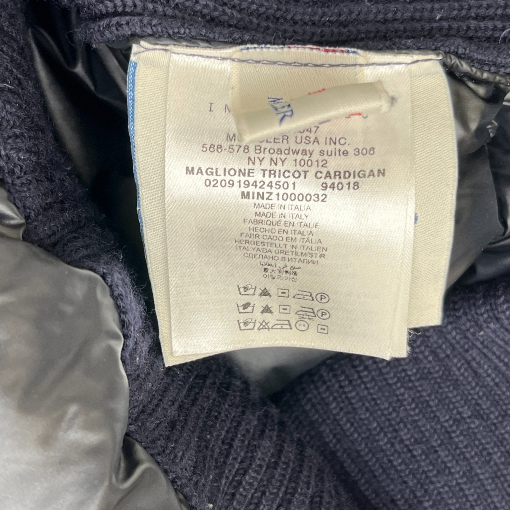 Men's Maglione Tricot Cardigan Down Jacket Navy Size M