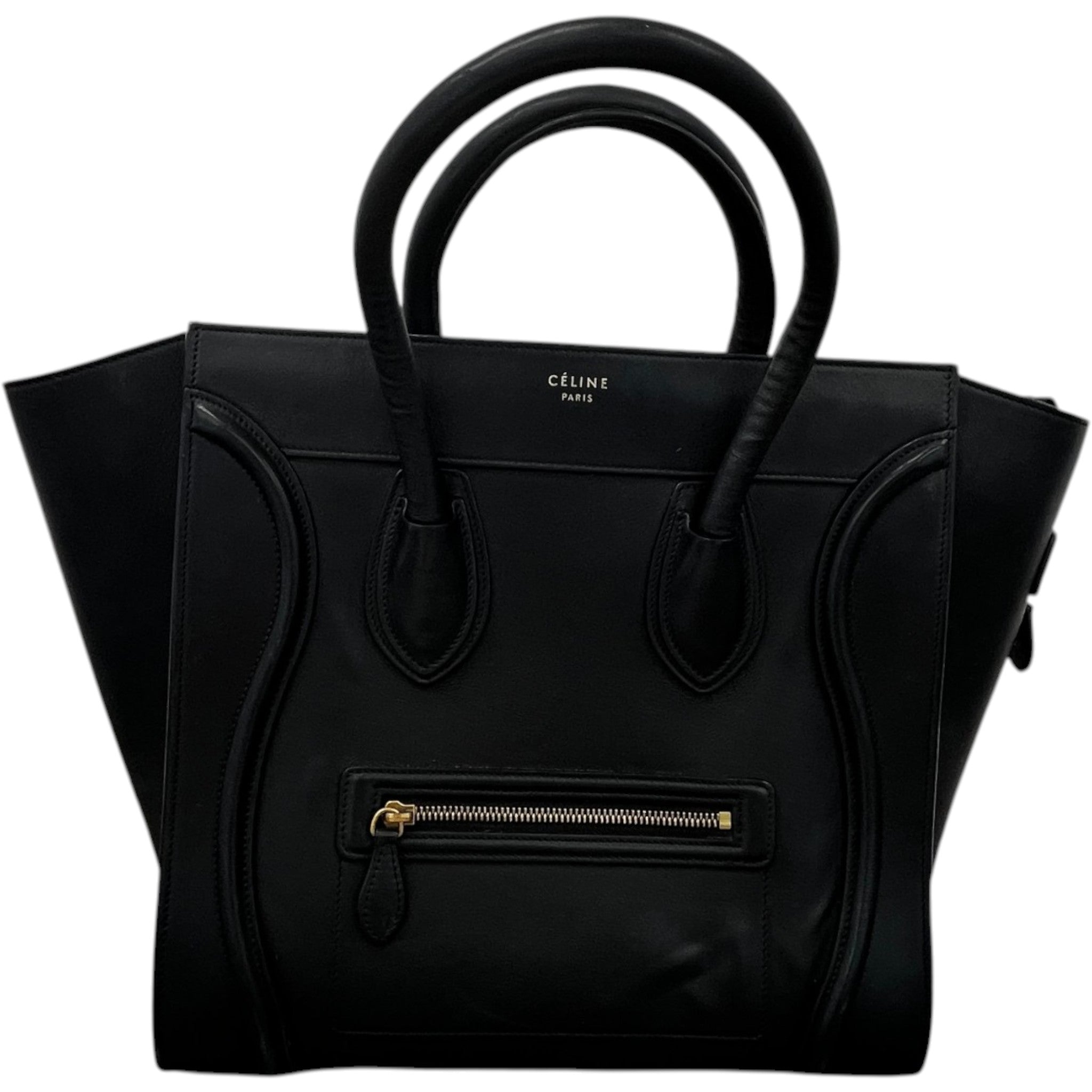 Women's Luggage Grained Calfskin Handbag Black