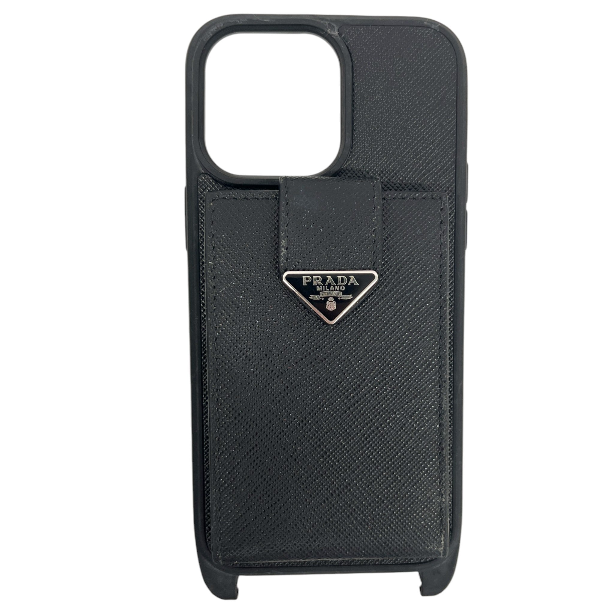 Men's Saffiano Detachable Strap Phone Case Black